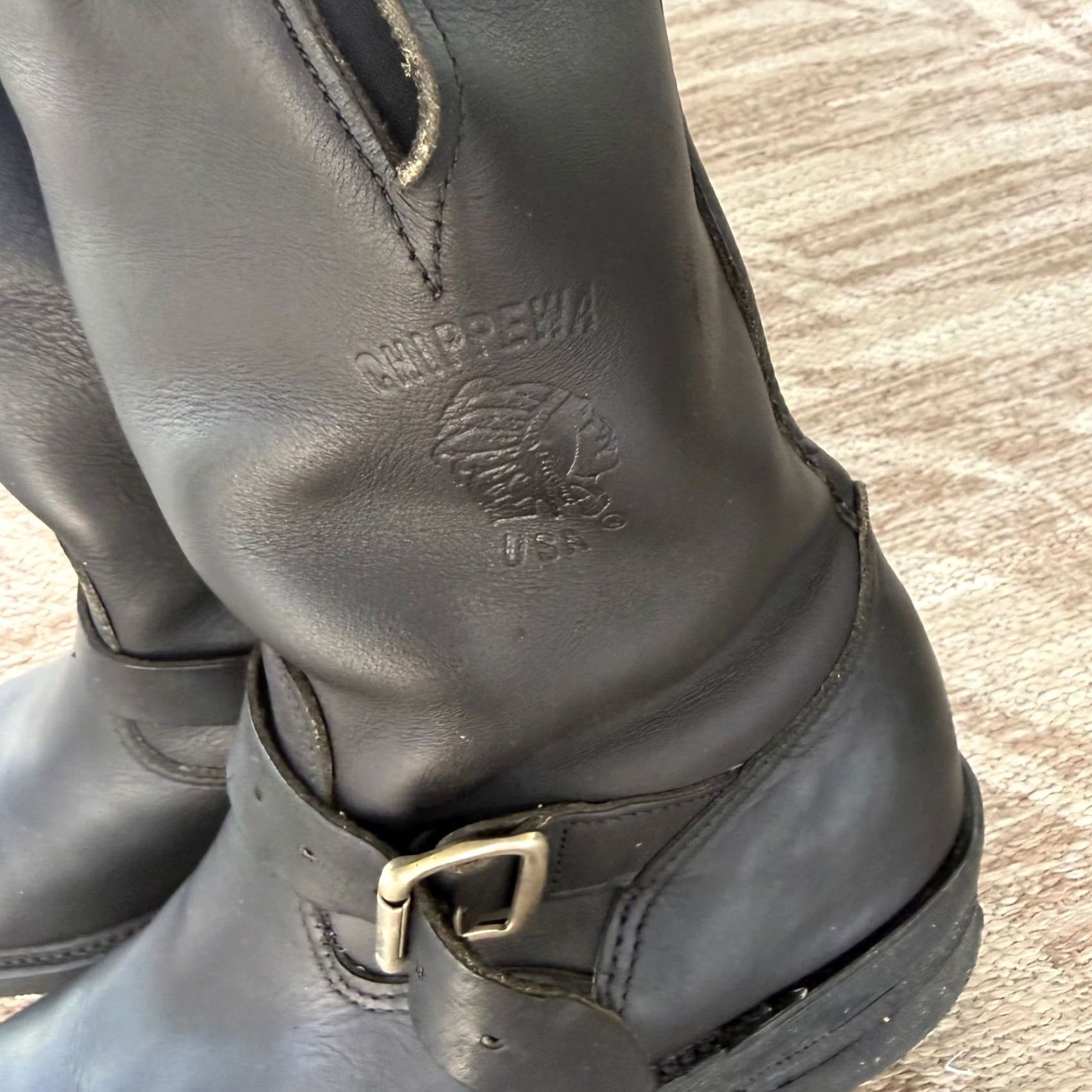 Chippewa Chippewa Mens 7.5 EE Black Leather Engineer Boots USA Made Vibram Sole 97863 Size US 8 / EU 41 - 3 Thumbnail