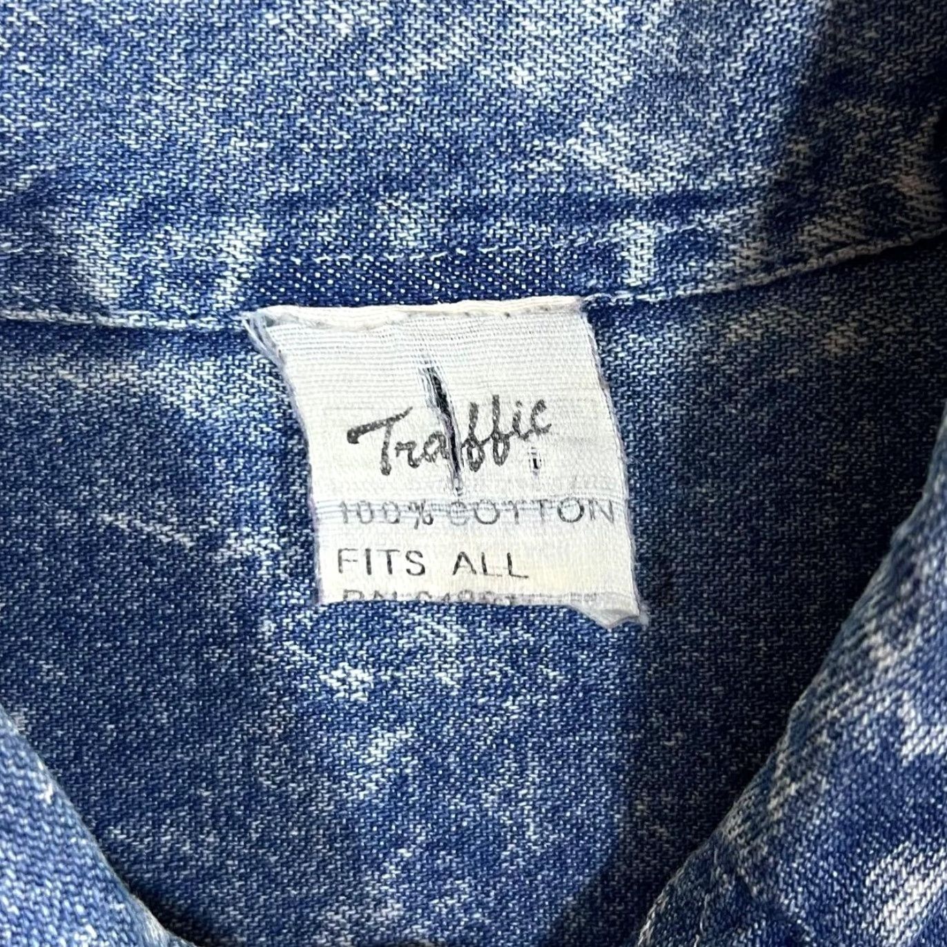 Denime VINTAGE 90s Traffic Acid Wash Blue Denim Long Sleeve Cotton Shirt One Size Large Shirt Mens Blue Denim 90s Size US M / EU 48-50 / 2 - 4 Thumbnail