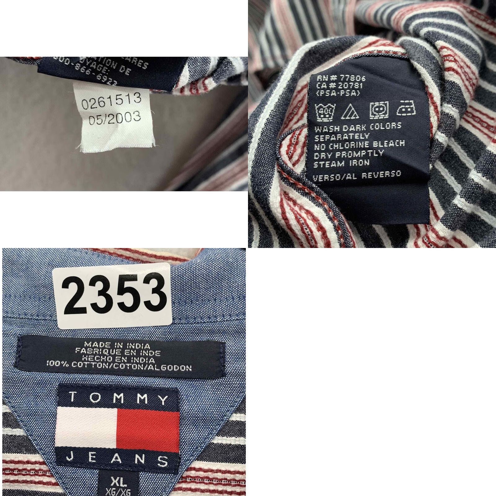 Tommy Hilfiger VINTAGE Tommy Hilfiger Jeans Shirt Mens XL Blue Red Striped Y2K Retro Size US XL / EU 56 / 4 - 9 Thumbnail