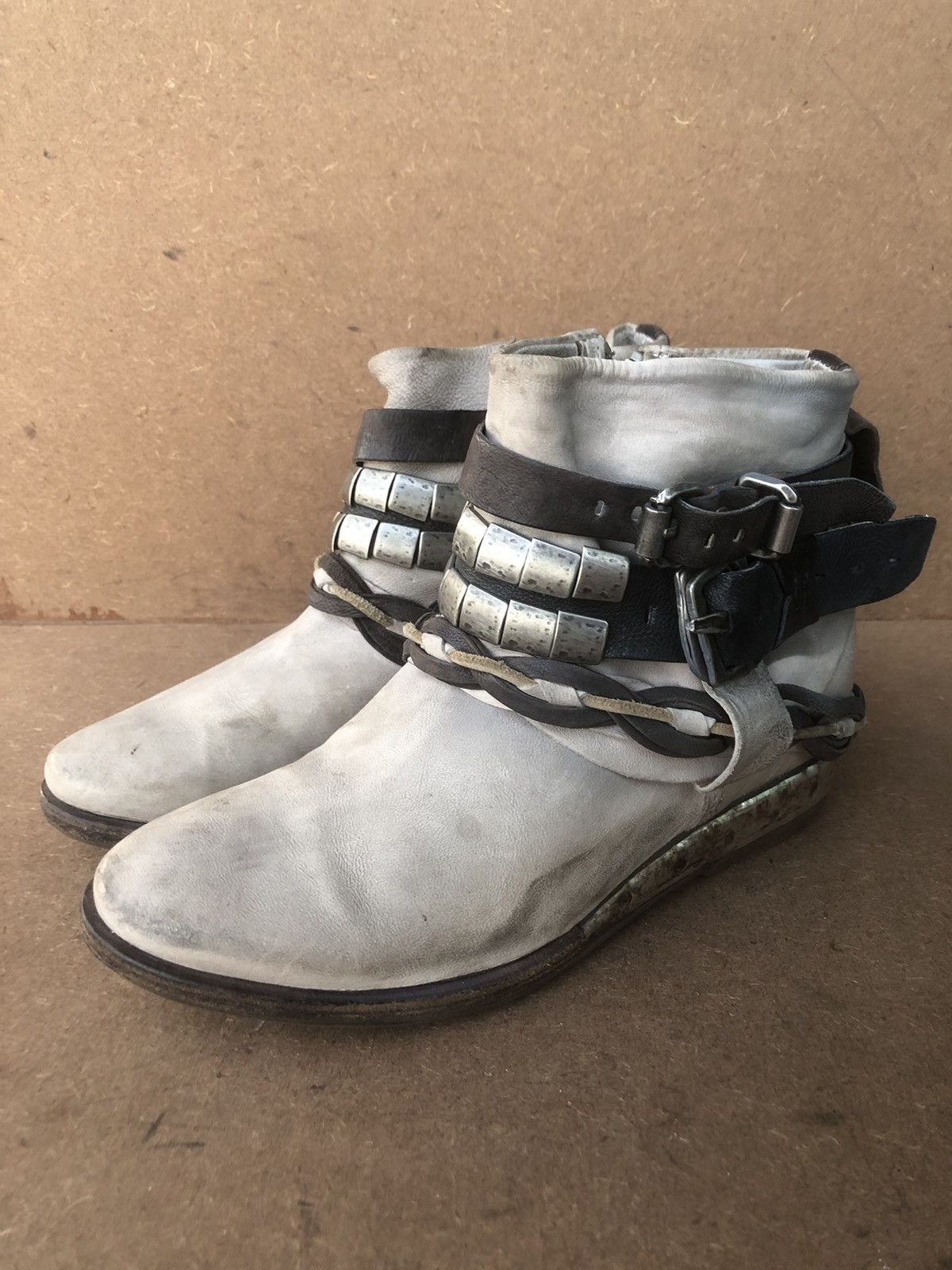A.S.98 A.S 98 Grey Leather Women’s Ankle Boot Size 39 Size US 9 / IT 39 - 3 Thumbnail