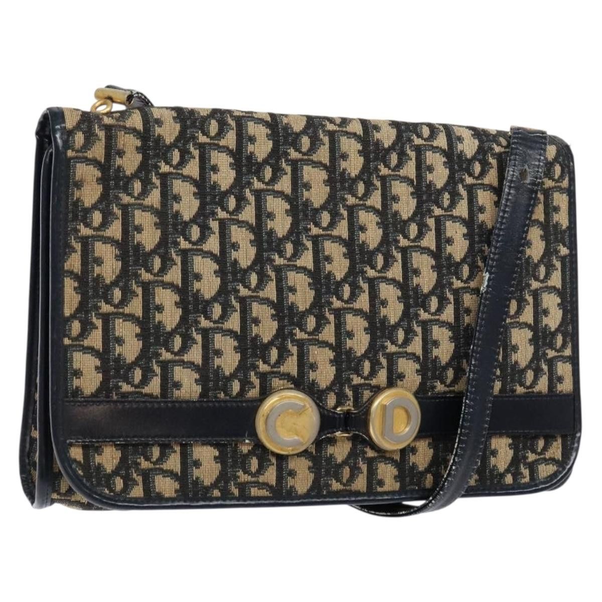 Dior DIOR Trotter Canvas Shoulder Bag Navy Gold Size ONE SIZE - 1 Thumbnail