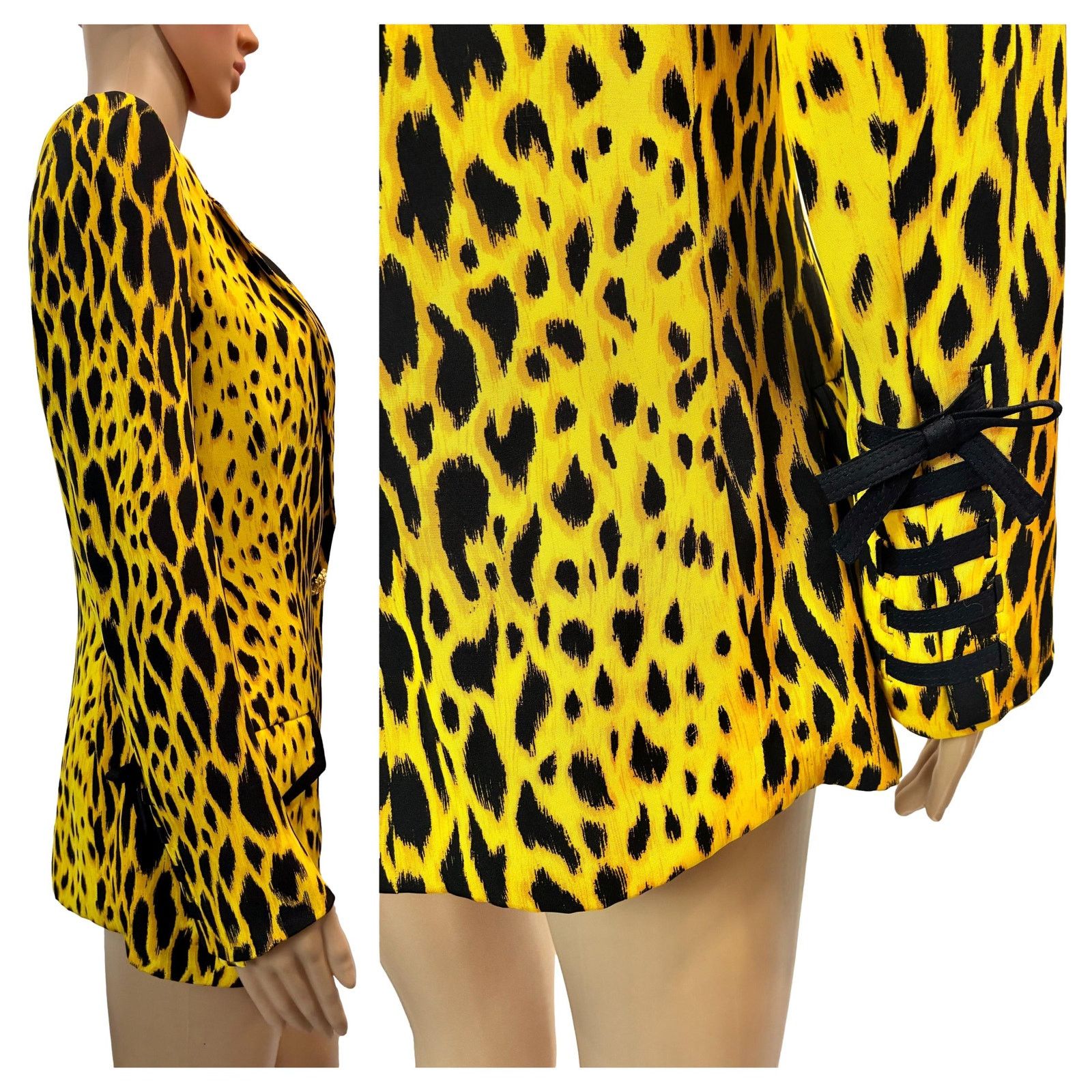 Versace × Vintage Gianni Versace Couture SS1992 Leopard Silk Blazer Size XS / US 0-2 / IT 36-38 - 11 Thumbnail