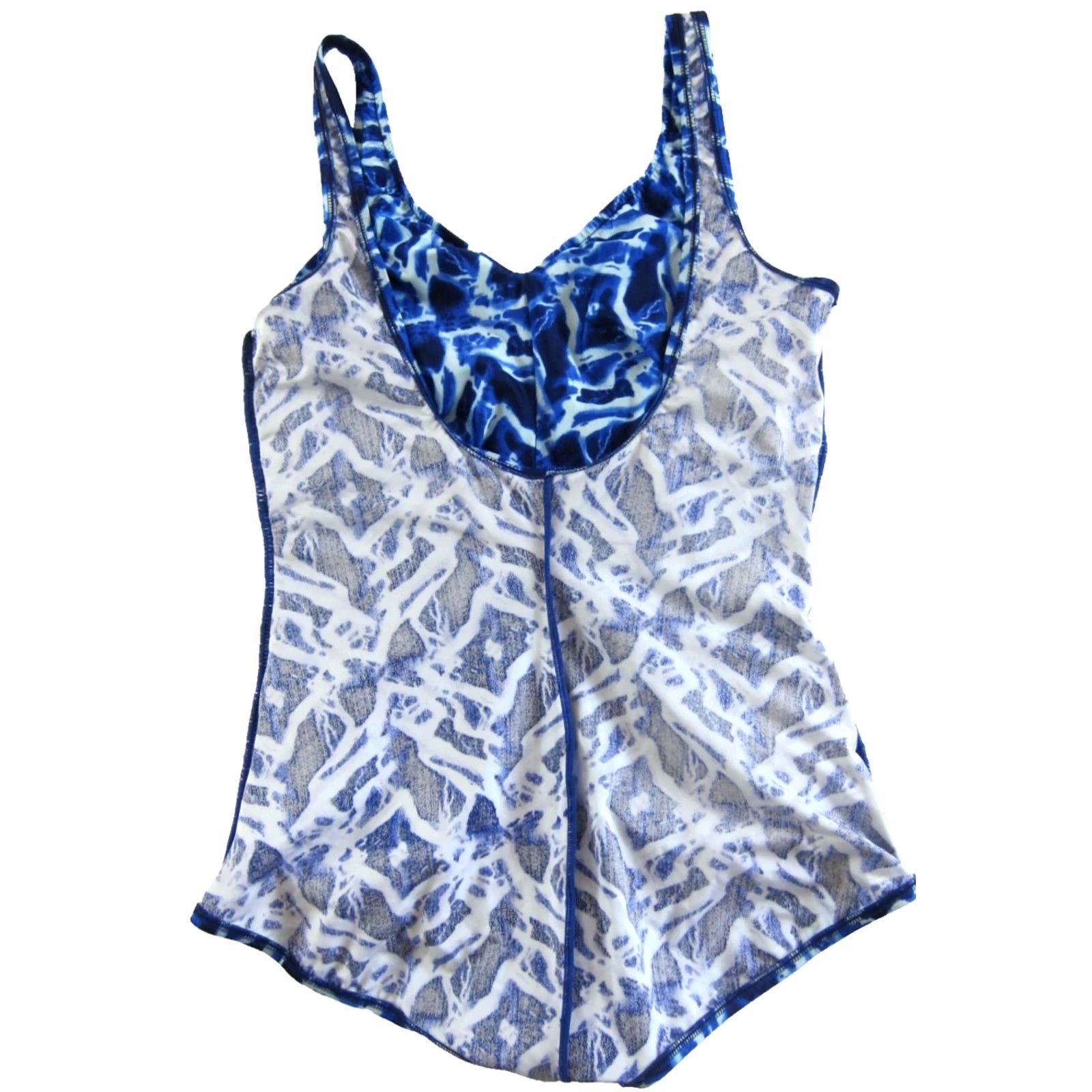 Speedo VINTAGE Speedo Tie Womens 18 Blue Dye Abstract Slimming One Piece Swimsuit Woman Size ONE SIZE - 5 Thumbnail