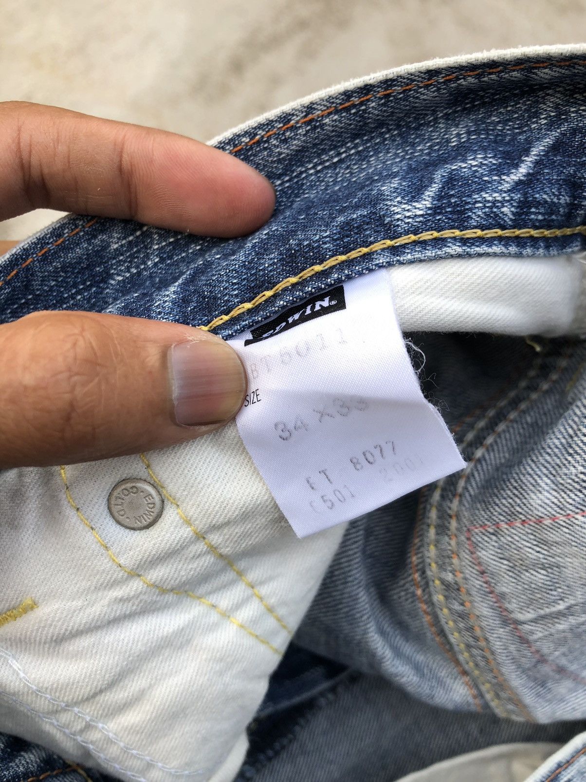 Edwin WASHED BLUE DISTRESSED DENIM BY EDWIN Size US 34 / EU 50 - 3 Thumbnail