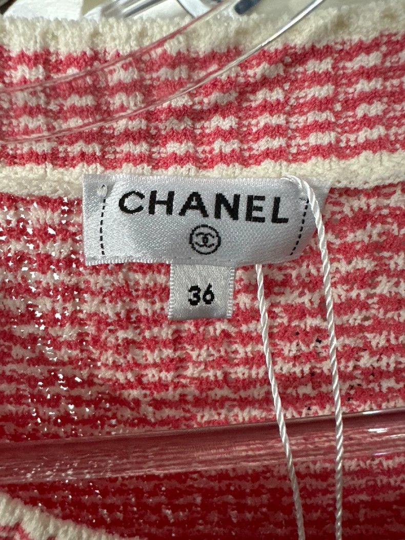 Chanel Chanel 21C red striped knitted short sleeves Size XS / US 0-2 / IT 36-38 - 3 Thumbnail