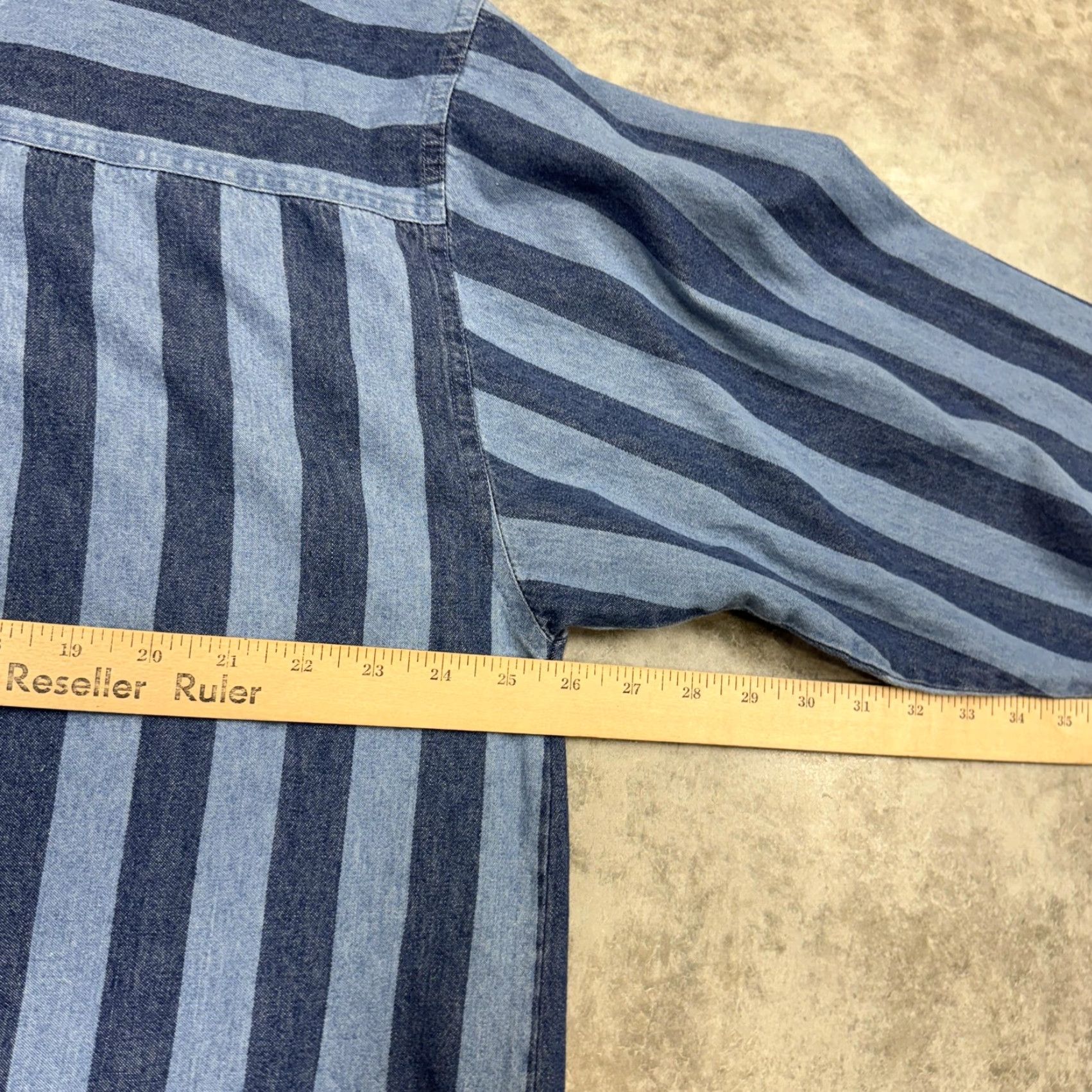 Denime Kips Bay Shirt Mens XL Blue Striped Denim Western Snap Button Front Long Sleeve Size US XL / EU 56 / 4 - 4 Thumbnail