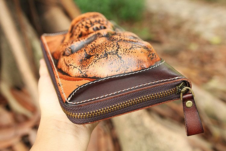 Leather Skull Ghost Head Long Wallet Size ONE SIZE - 3 Thumbnail