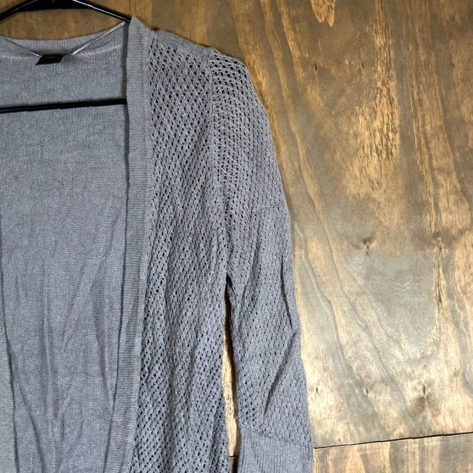 Ann Taylor VINTAGE Ann Taylor Womens Cardigan Sweater Gray Open Front Linen Blend Petite LP Size L / US 10 / IT 46 - 5 Thumbnail