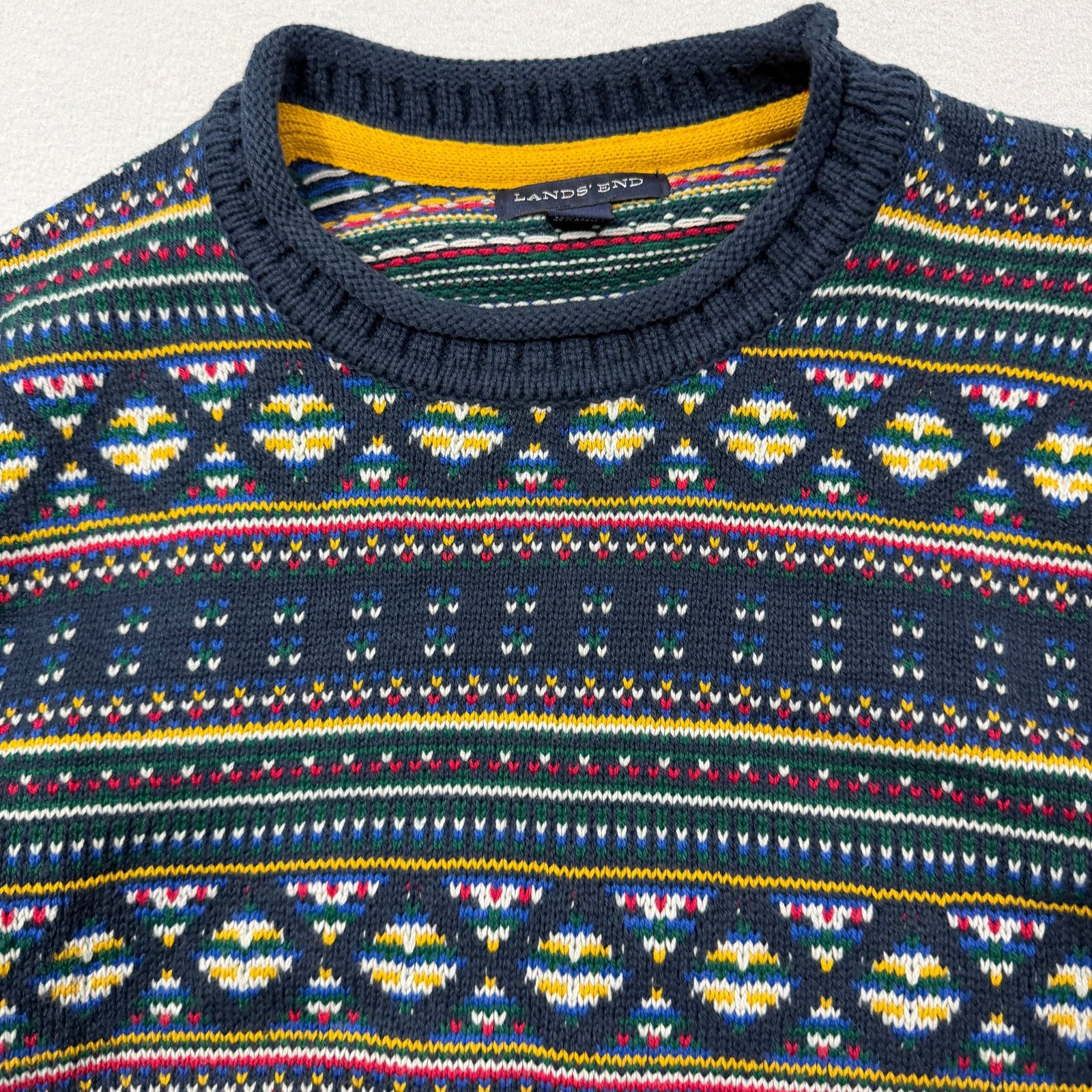 Lands' End Lands End Fair Isle Roll Neck Sweater Men's Medium Geometric Size US M / EU 48-50 / 2 - 3 Thumbnail