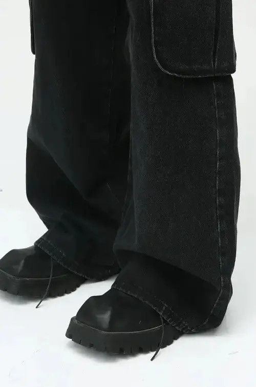 VIBE Black Cargo Baggy Denim Jeans Size US 34 / EU 50 - 3 Thumbnail