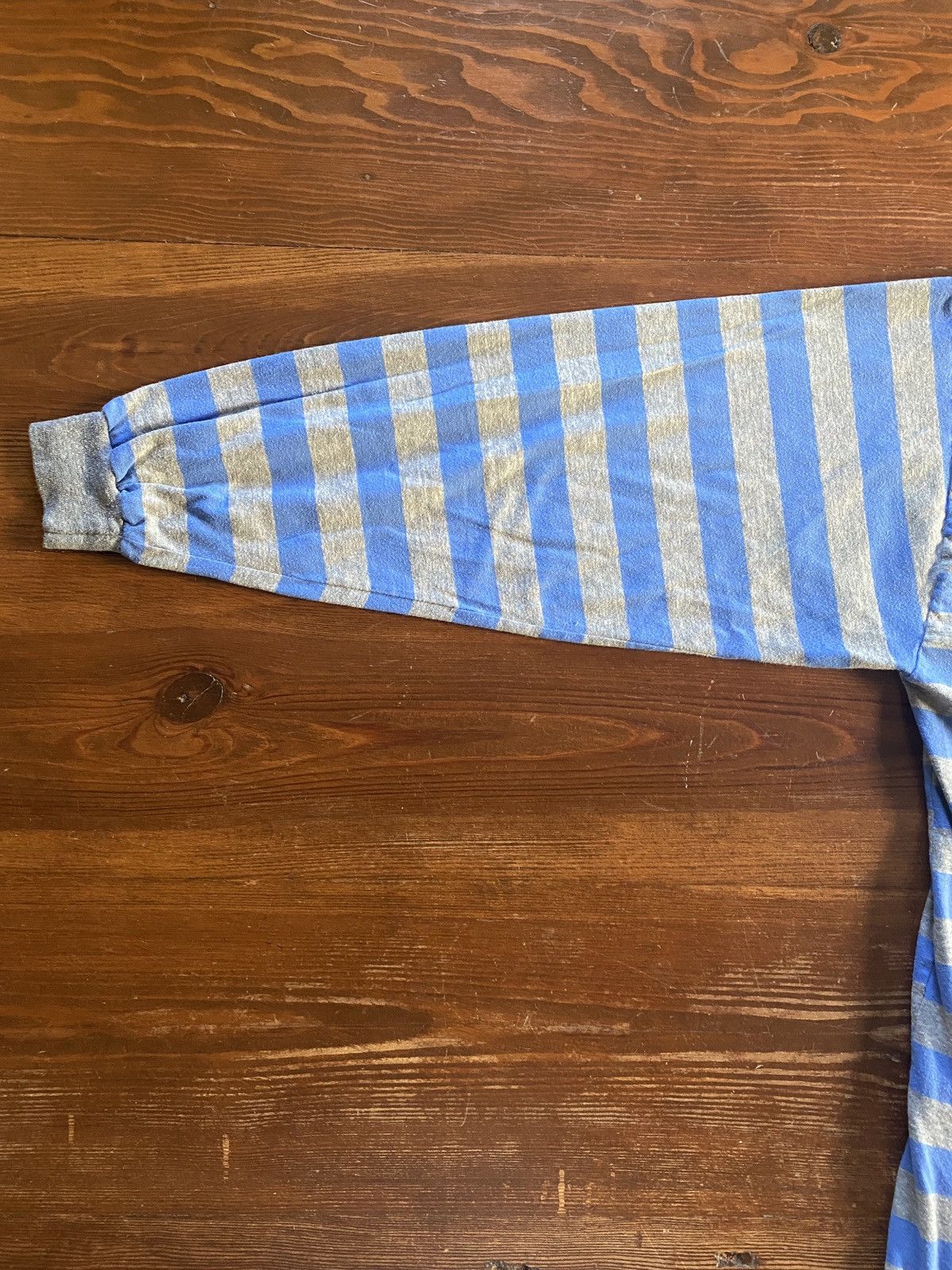 Vintage Vintage Blue & Grey Single Stitch Mock Neck Long Sleeve Tee Size US M / EU 48-50 / 2 - 14 Thumbnail