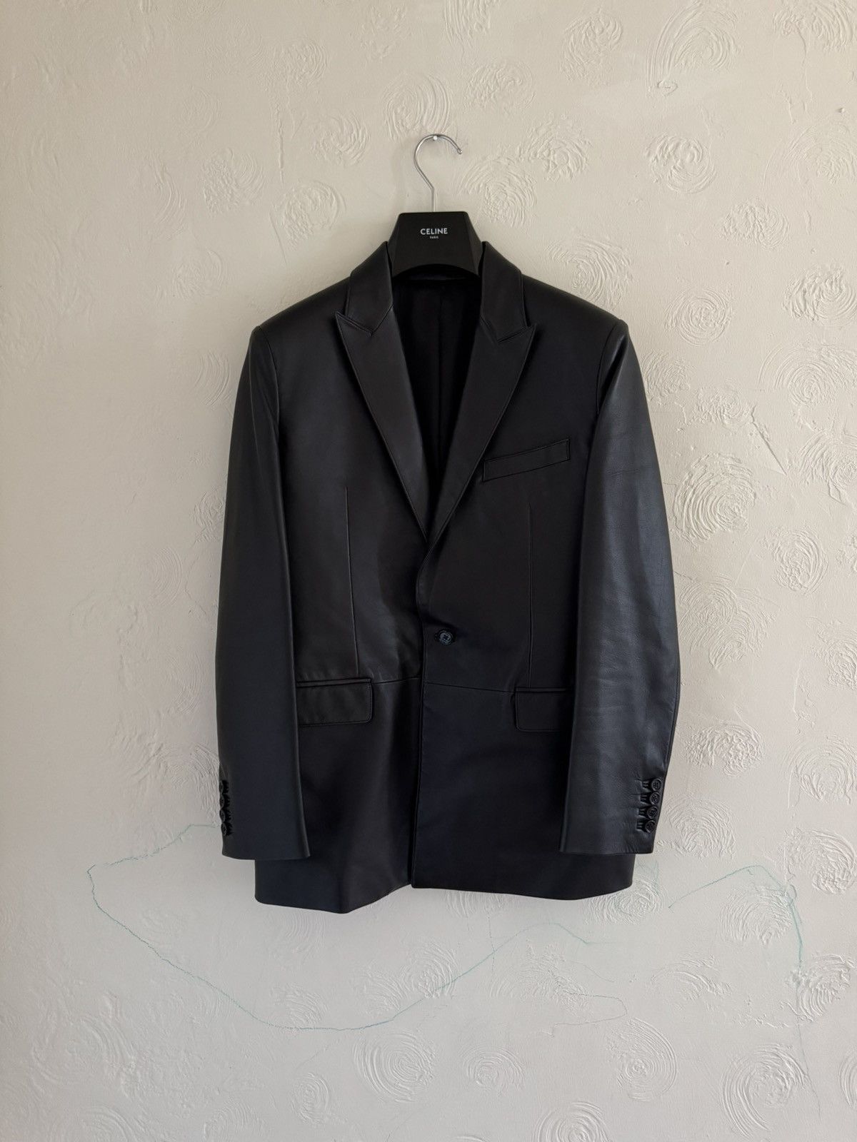 Celine × Hedi Slimane Celine SS19 Black Lambskin Rectangle Jacket Size 34R - 2 Thumbnail