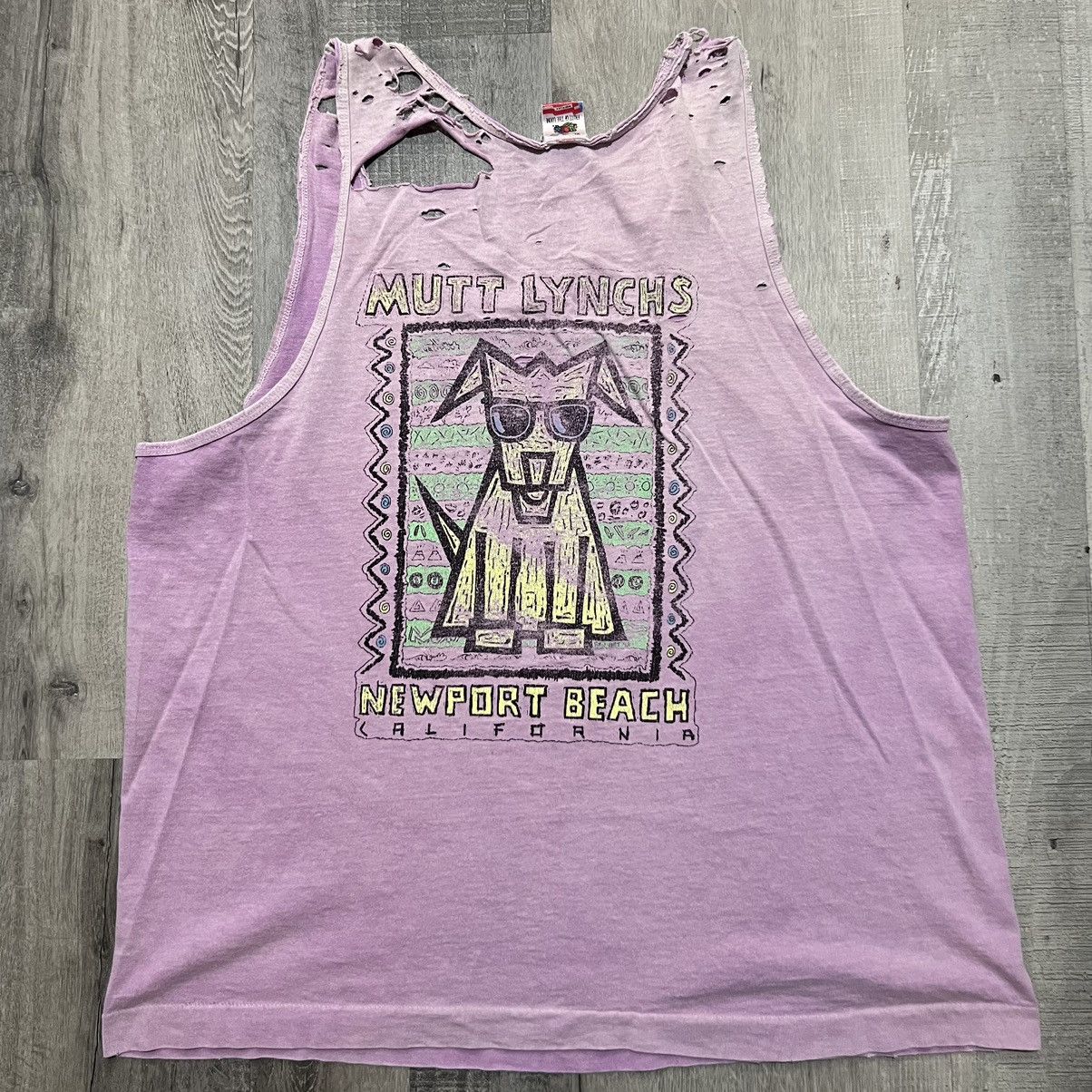 Fruit Of The Loom × Vintage VTG Mutt Lynch's Sun Faded Purple California 90s Tank Top Size US XL / EU 56 / 4 - 1 Thumbnail