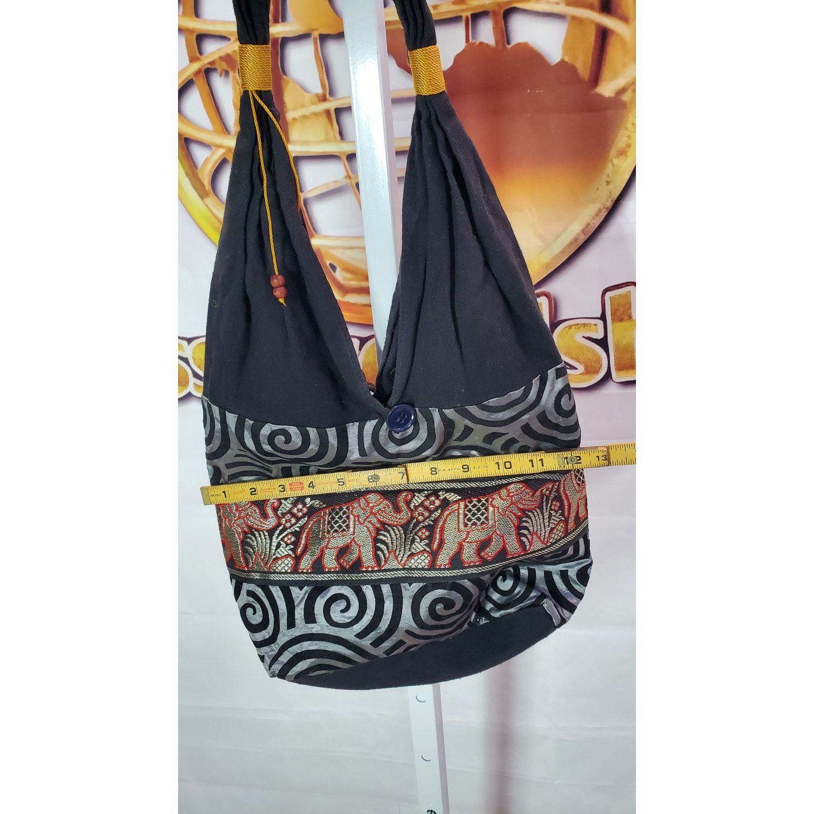 Handmade Handmade Black Gray Elephant Hobo Shoulder Bag One Size Size ONE SIZE - 5 Thumbnail
