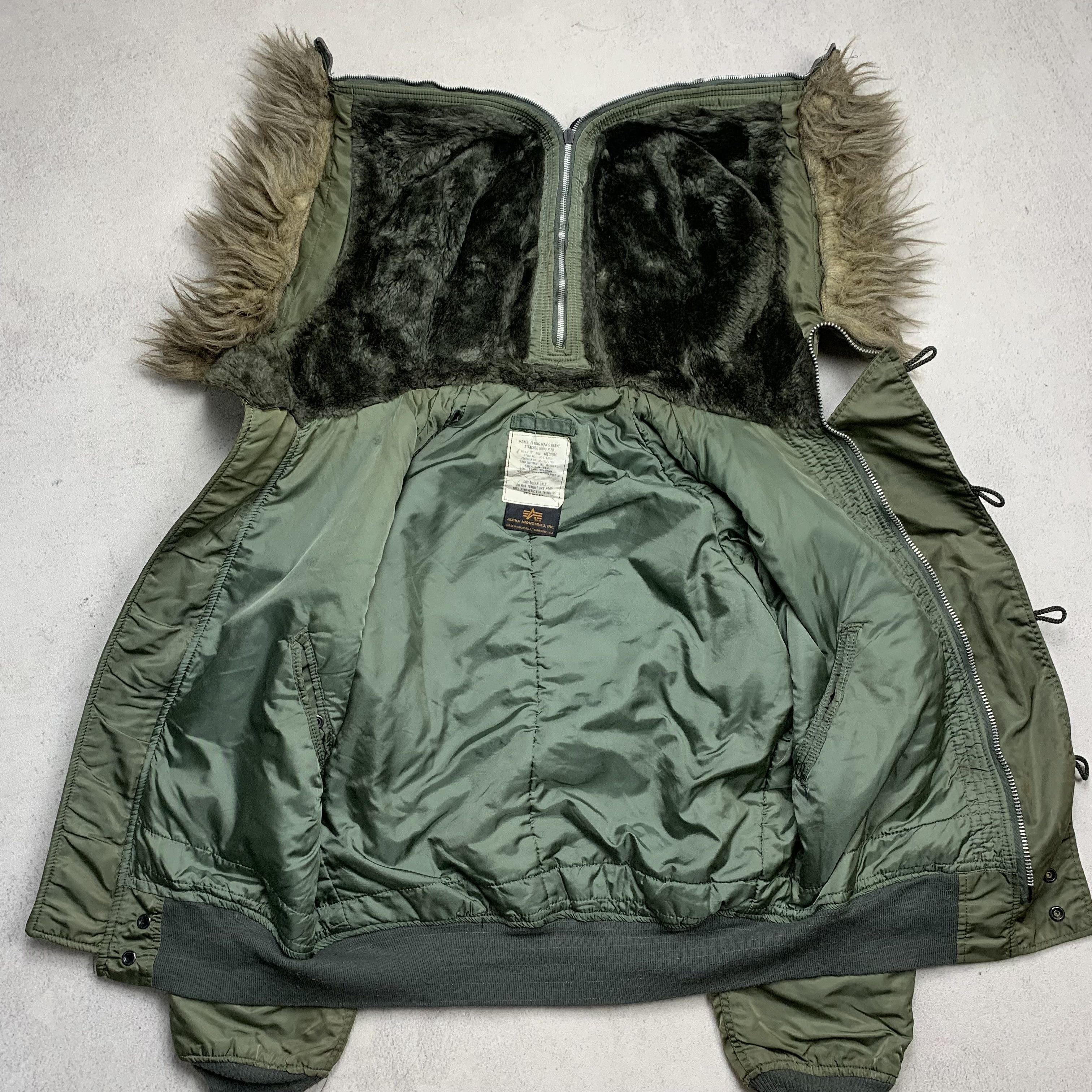 Vintage Alpha Industries N2B Faux Fur Bomber Jacket