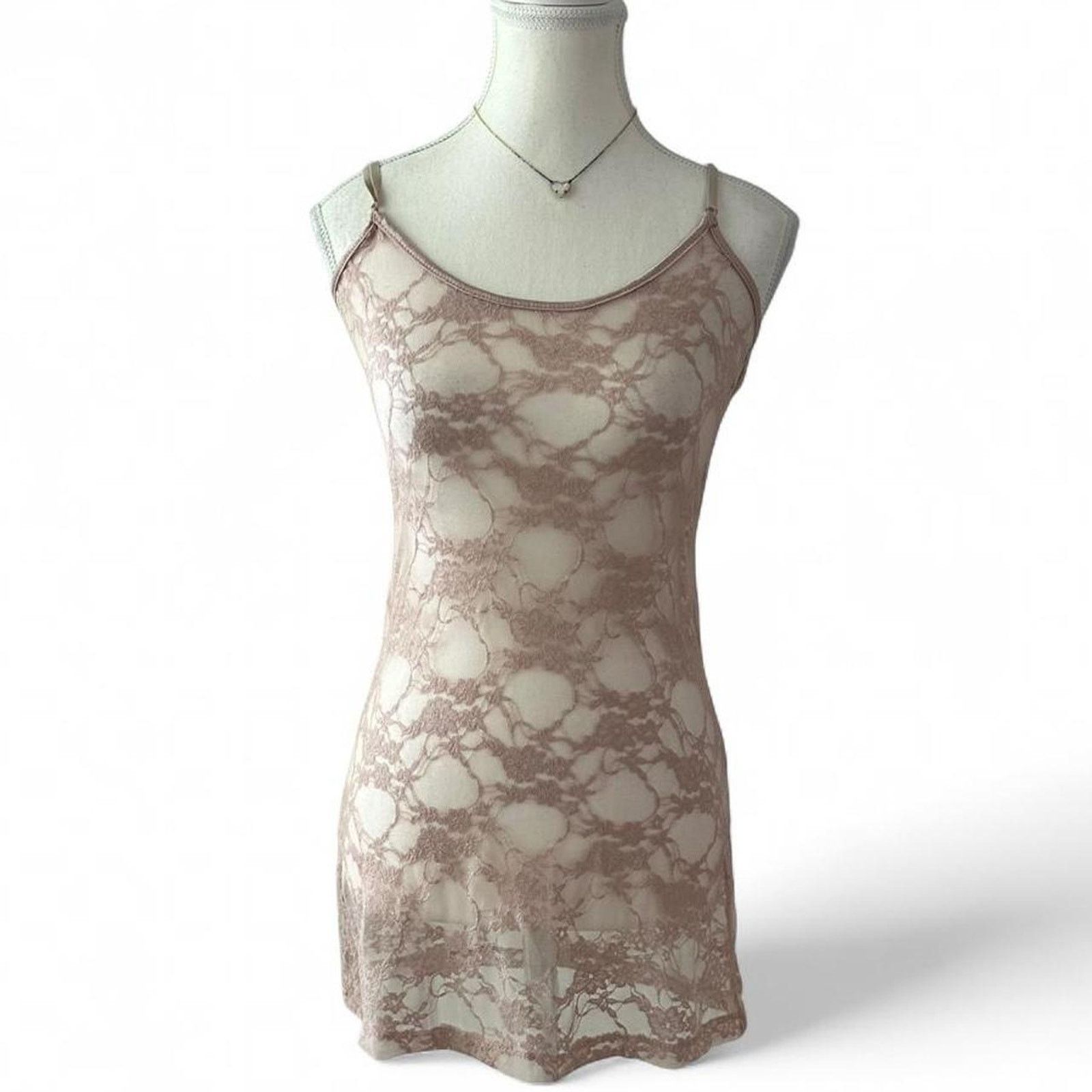 Other Pink Sheer Lace Y2K Layering Full Length Cami Top Size Large Size L / US 10 / IT 46 - 1 Thumbnail