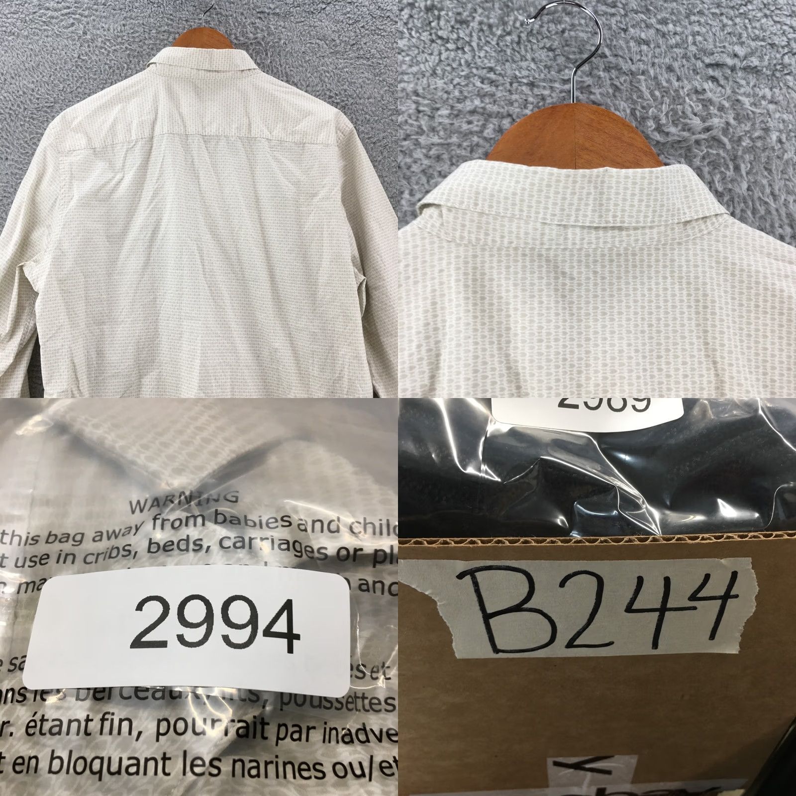 Calvin Klein Calvin Klein Dress Shirt Mens Large Beige Slim Fit Button Up Long Sleeve Cotton Size 42R - 8 Thumbnail