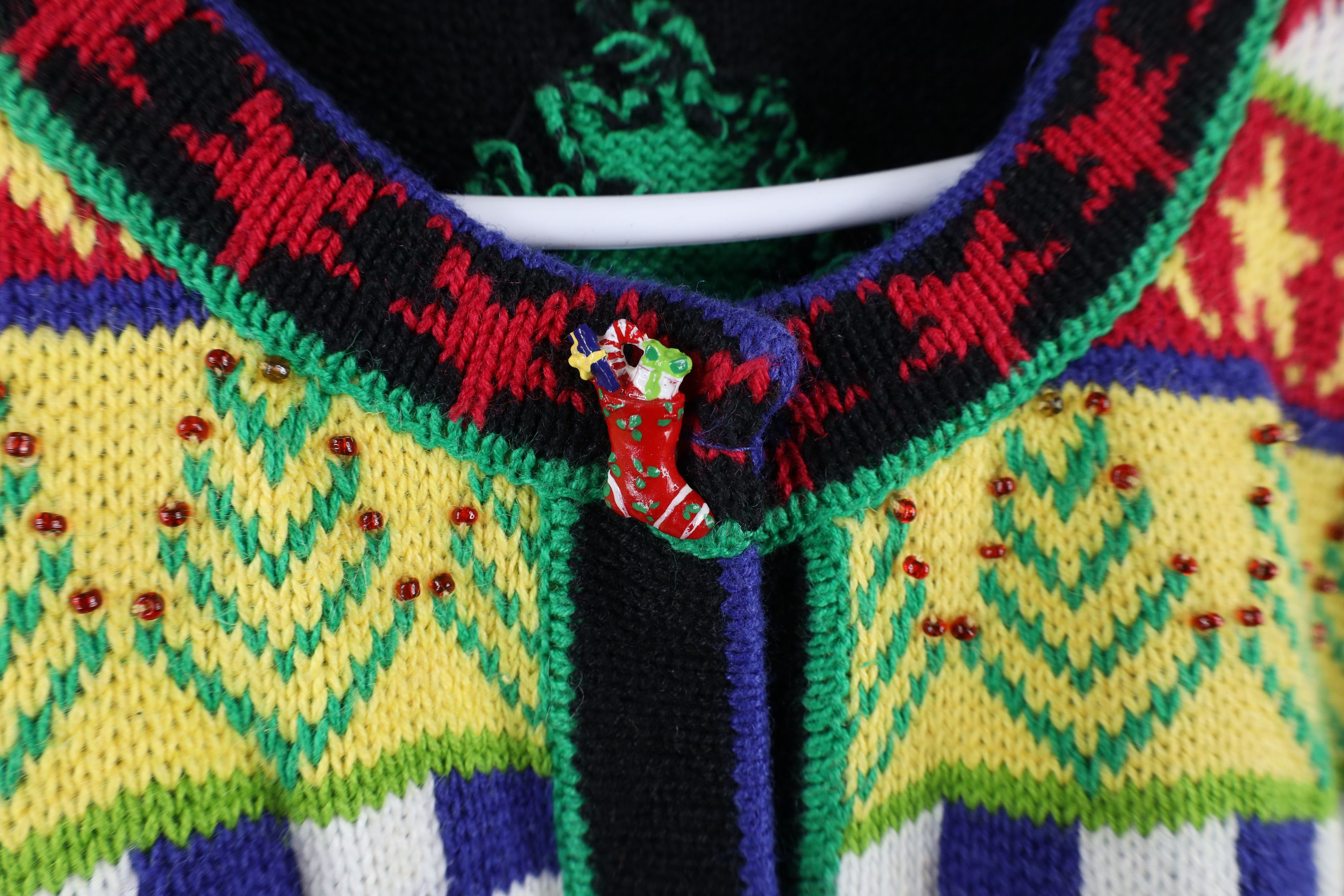 Vintage Vintage 90s Streetwear Elf All Over Print Cardigan Sweater Size 3XL / US 20-22 - 4 Thumbnail