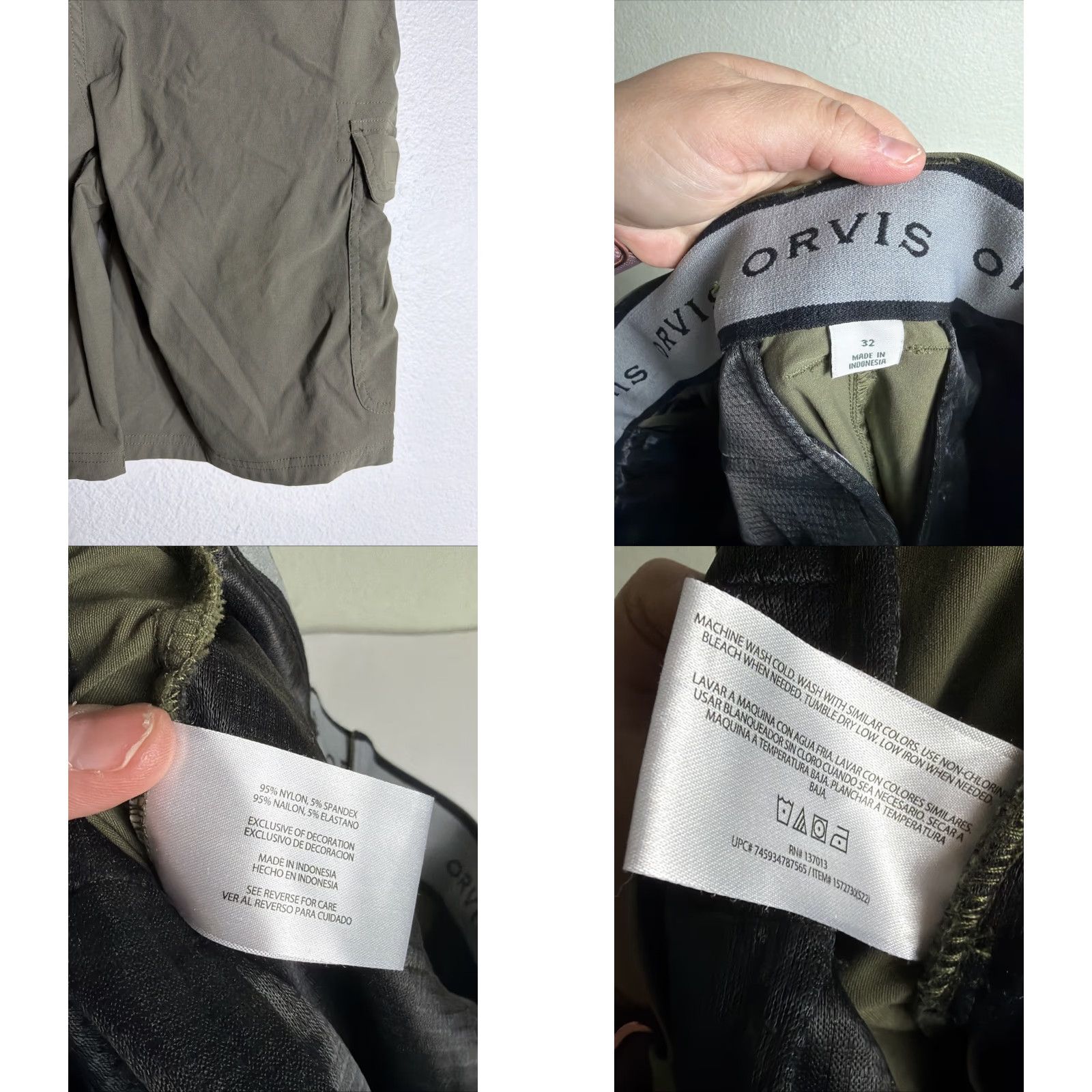Orvis Orvis Military Green Flat Front Men's Belted Cargo Shorts 32x10 Nylon Cargo Pocket Army Outdoor Mens Regular Size US 32 / EU 48 - 9 Thumbnail