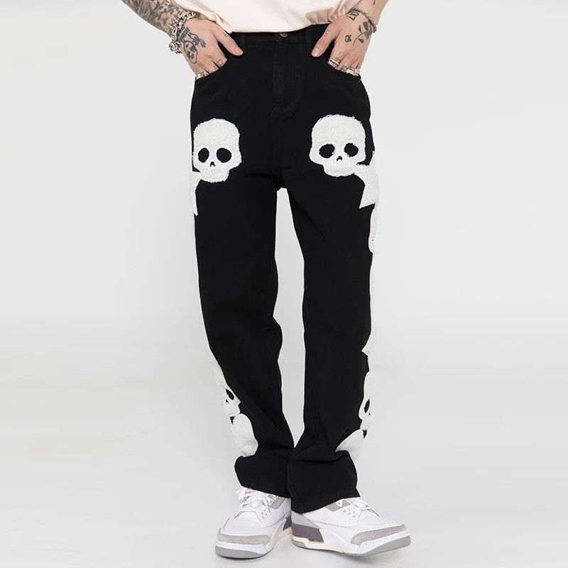Japanese Brand Skull and Five Stars Towel Embroidery Ripped Jeans Size US 30 / EU 46 - 4 Thumbnail