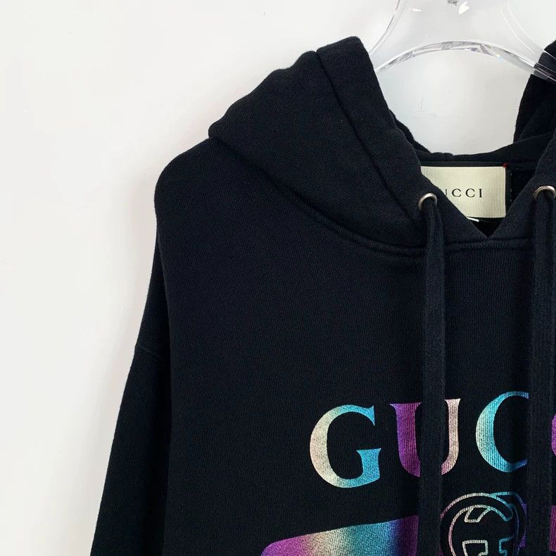 Gucci Gucci Black logo letter printed hooded drawstring sweatshir Size US S / EU 44-46 / 1 - 3 Thumbnail