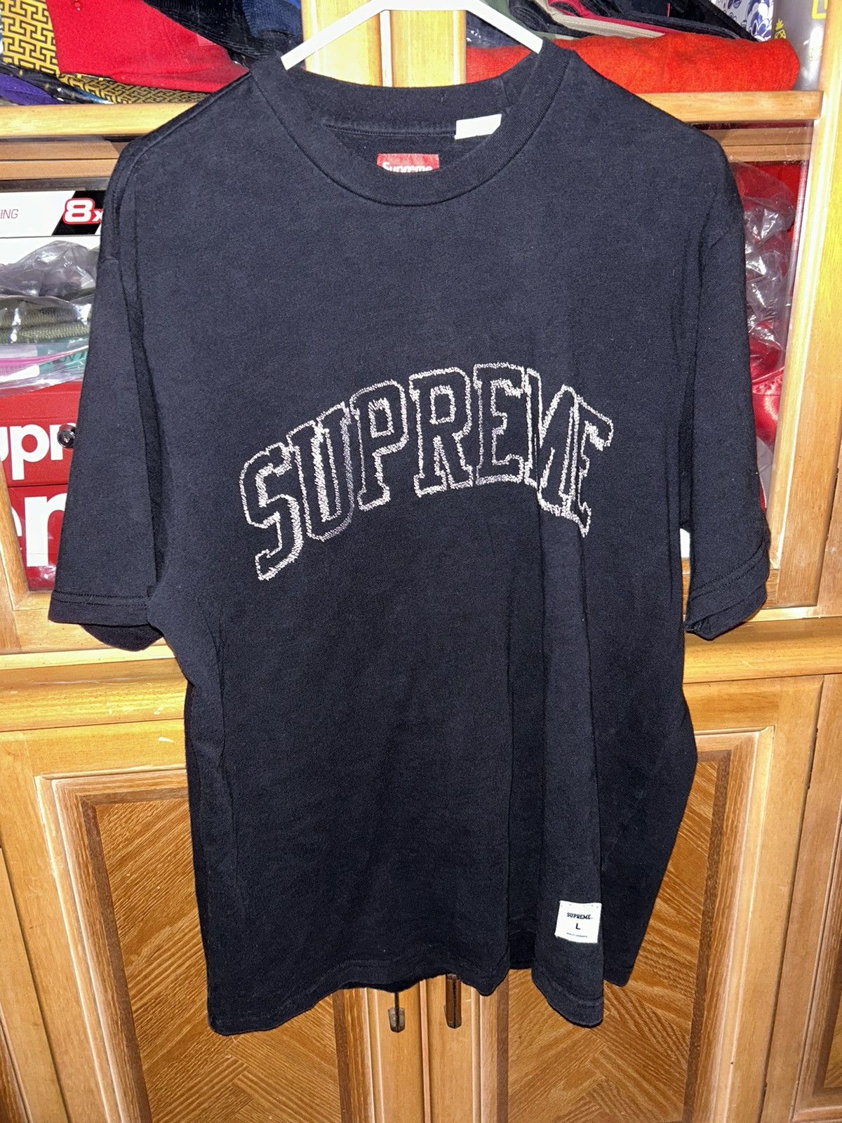 Supreme Supreme Sketch Embroidered S/S Top Black SS23 size Large Size US L / EU 52-54 / 3 - 6 Thumbnail