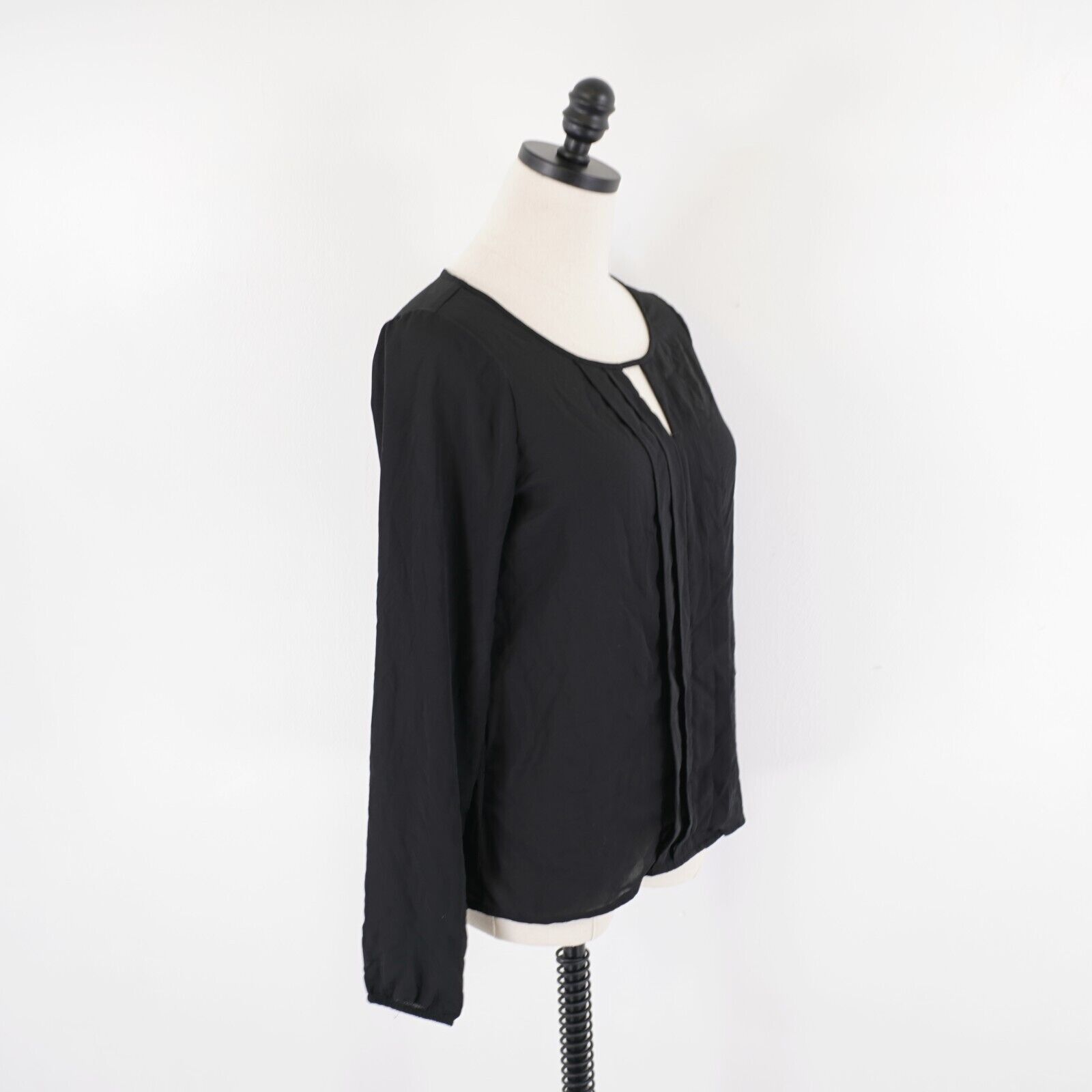 Express Express Black Ruffles Keyhole Long Sleeve Sheer XS Blouse / Size XS / US 0-2 / IT 36-38 - 6 Thumbnail