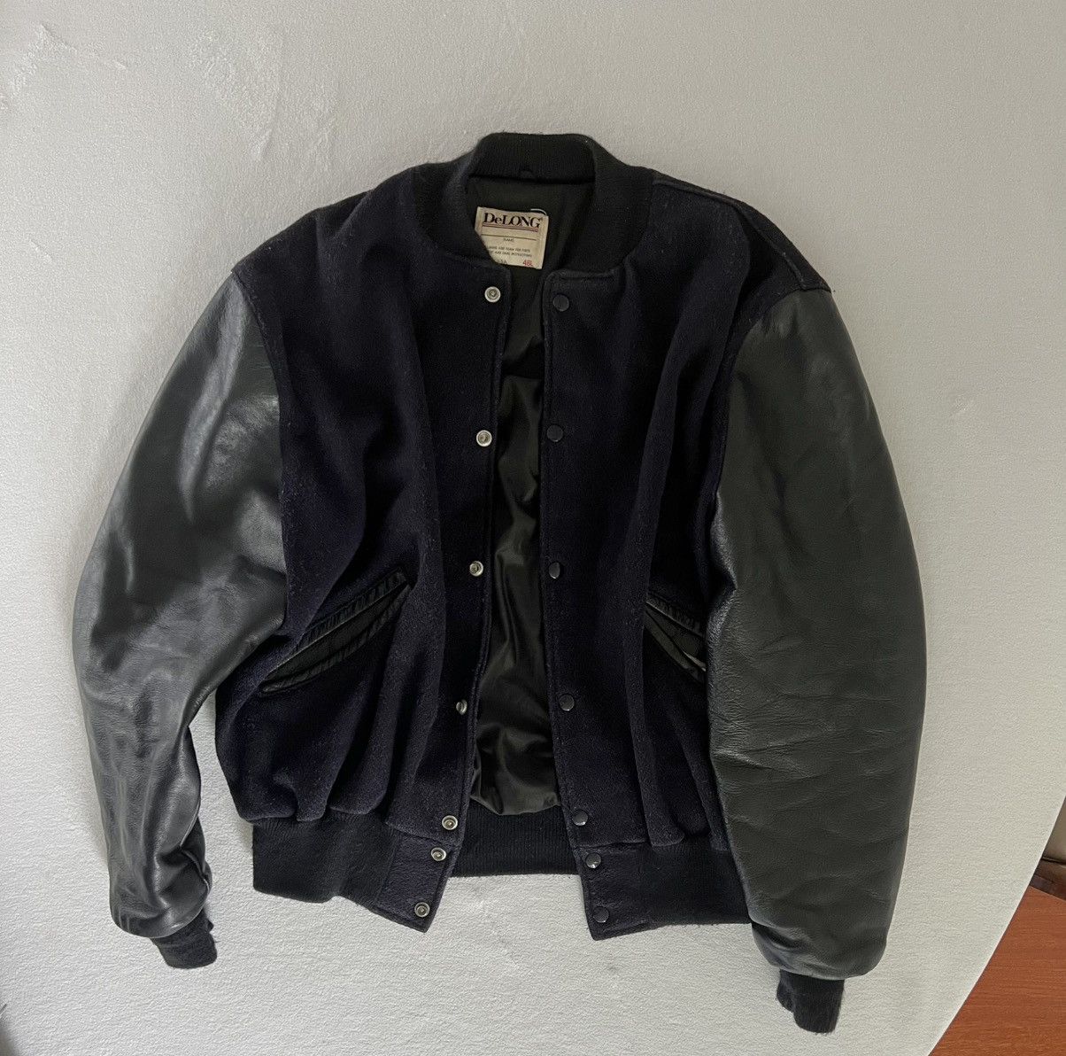 Delong Vintage Varsity / Leather Jacket Size US S / EU 44-46 / 1 - 1 Thumbnail