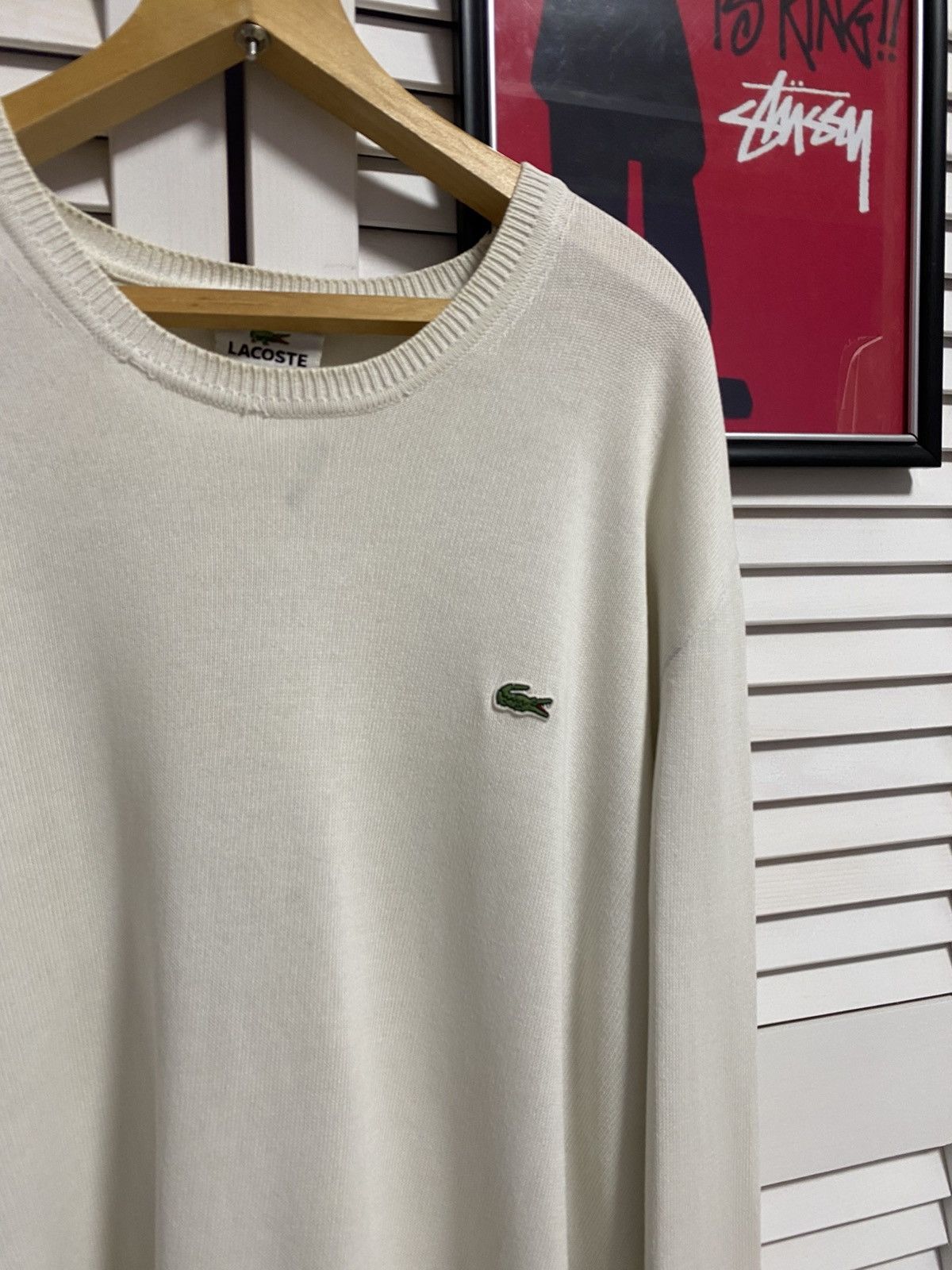 Lacoste Vintage Sweater Long Sleeve Lacoste Cream Size US L / EU 52-54 / 3 - 3 Thumbnail