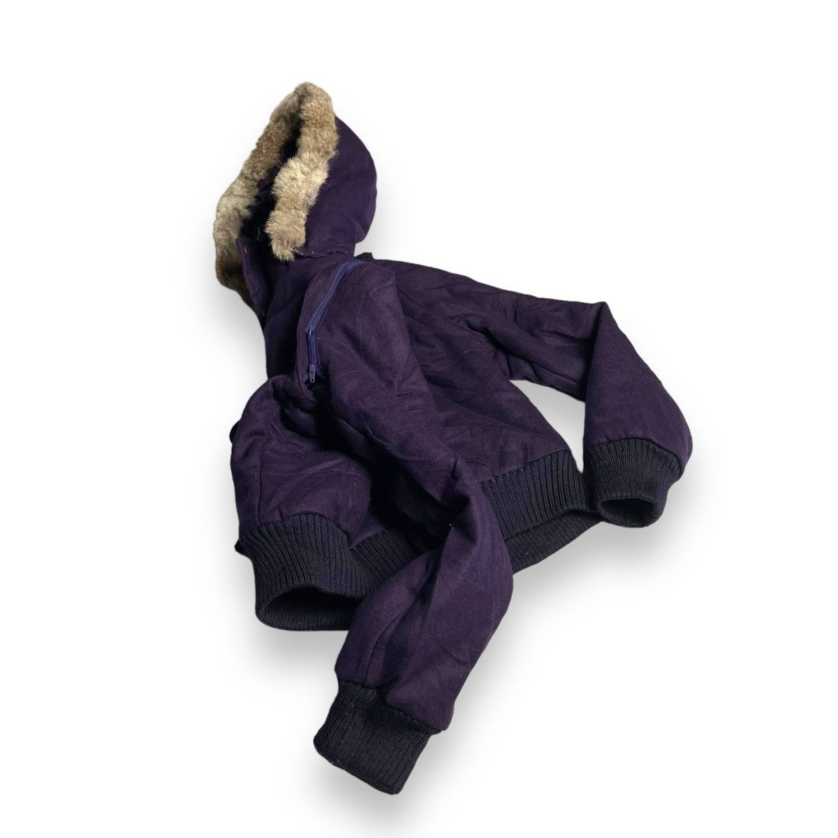14th Addiction × If Six Was Nine × Le Grande Bleu (L.G.B.) 🇯🇵 JAPANESE BRAND WOOL FUR HOODIE TWO WAYS VEST / JACKET Size M / US 6-8 / IT 42-44 - 3 Thumbnail