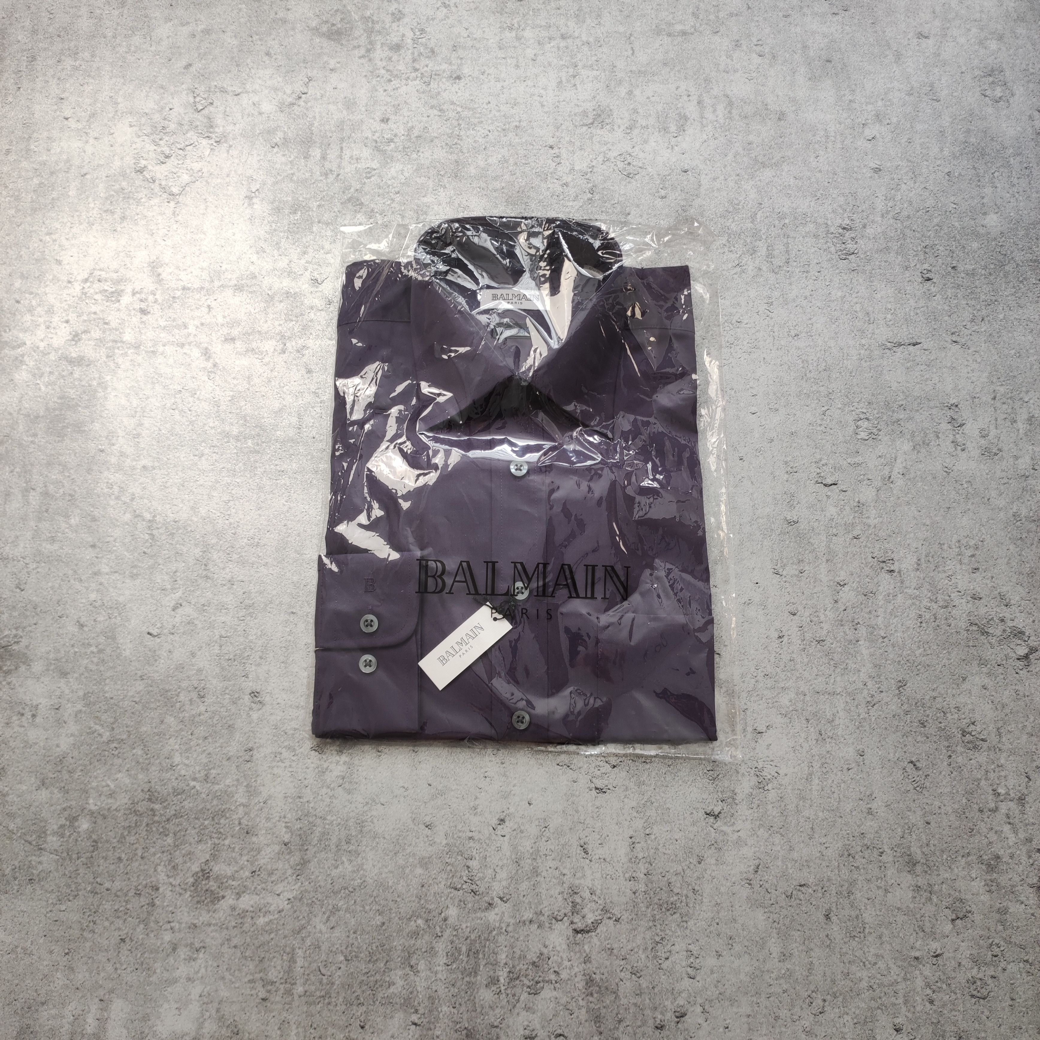 Balmain × Pierre Balmain RARE 90s Brand NEW Balmain Paris Classic Purple B Logo Shirt Size US L / EU 52-54 / 3 - 1 Thumbnail