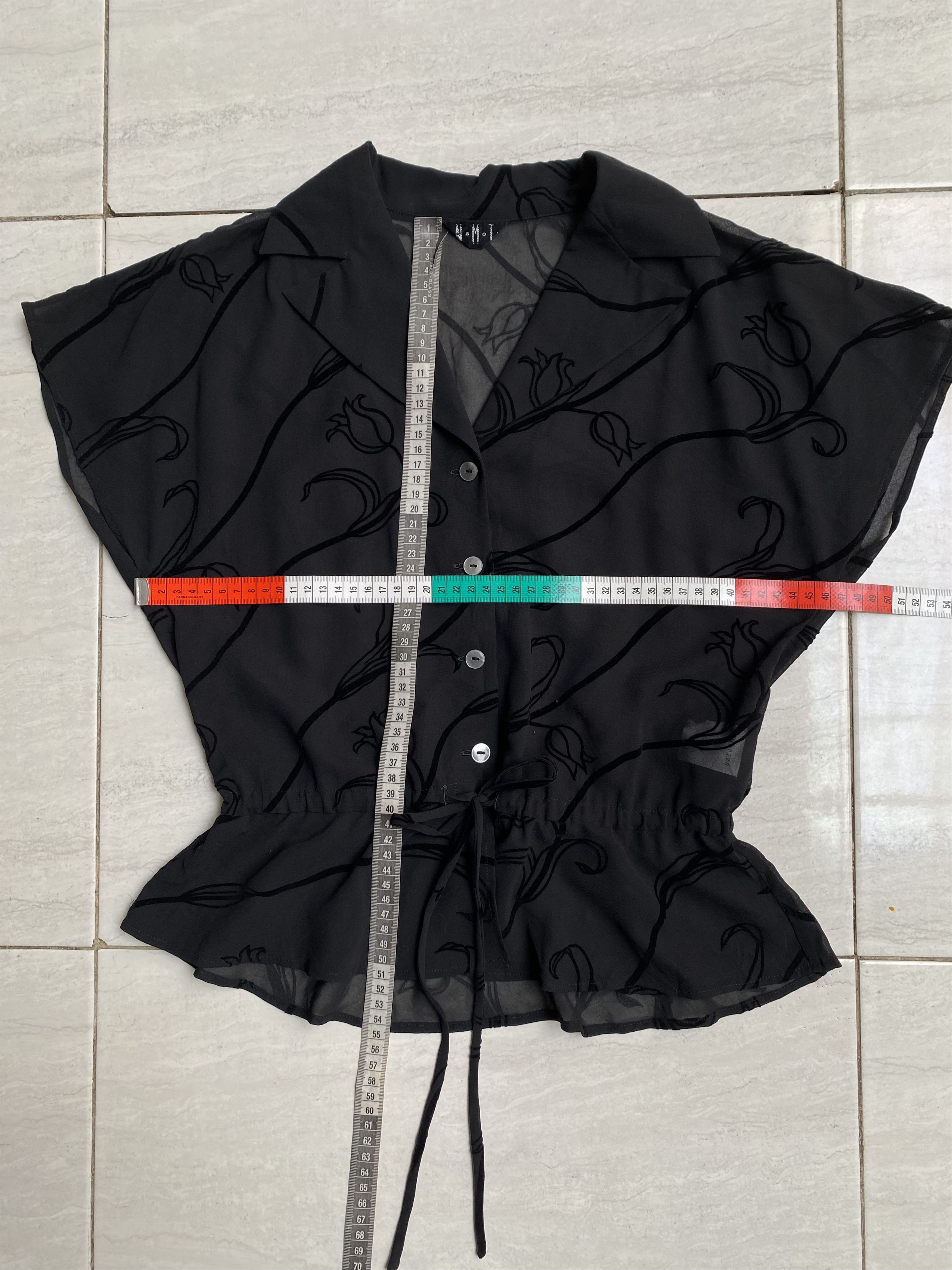 Japanese Brand NAMOTO Punk Bondage Black Mesh Blouse Size XS / US 0-2 / IT 36-38 - 2 Thumbnail