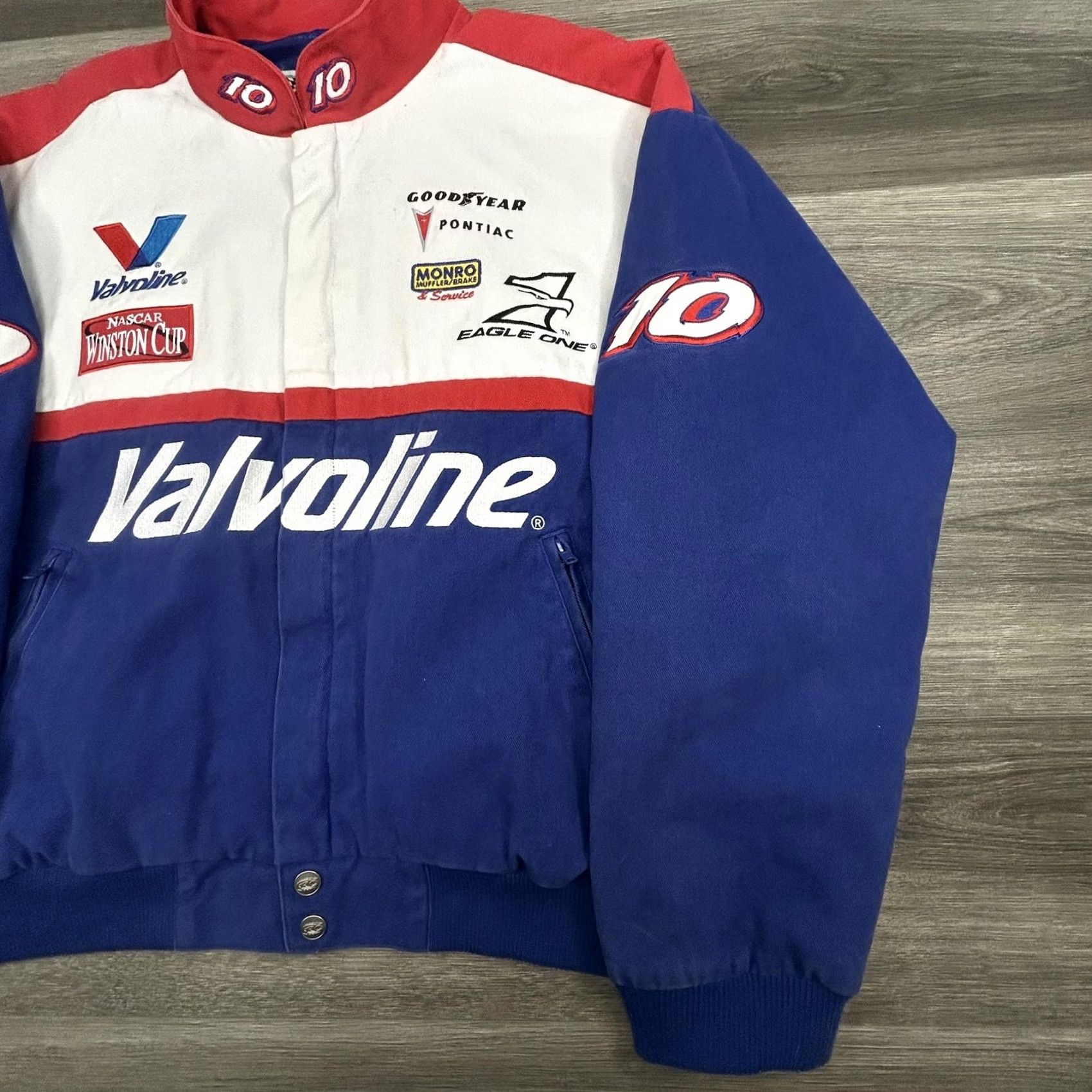 NASCAR VINTAGE Nascar Jacket Mens XL Blue Racing Valvoline Winston Goodyear 10 NASCAR 90s Vintage Mens Blue Jacket Size US XL / EU 56 / 4 - 4 Thumbnail