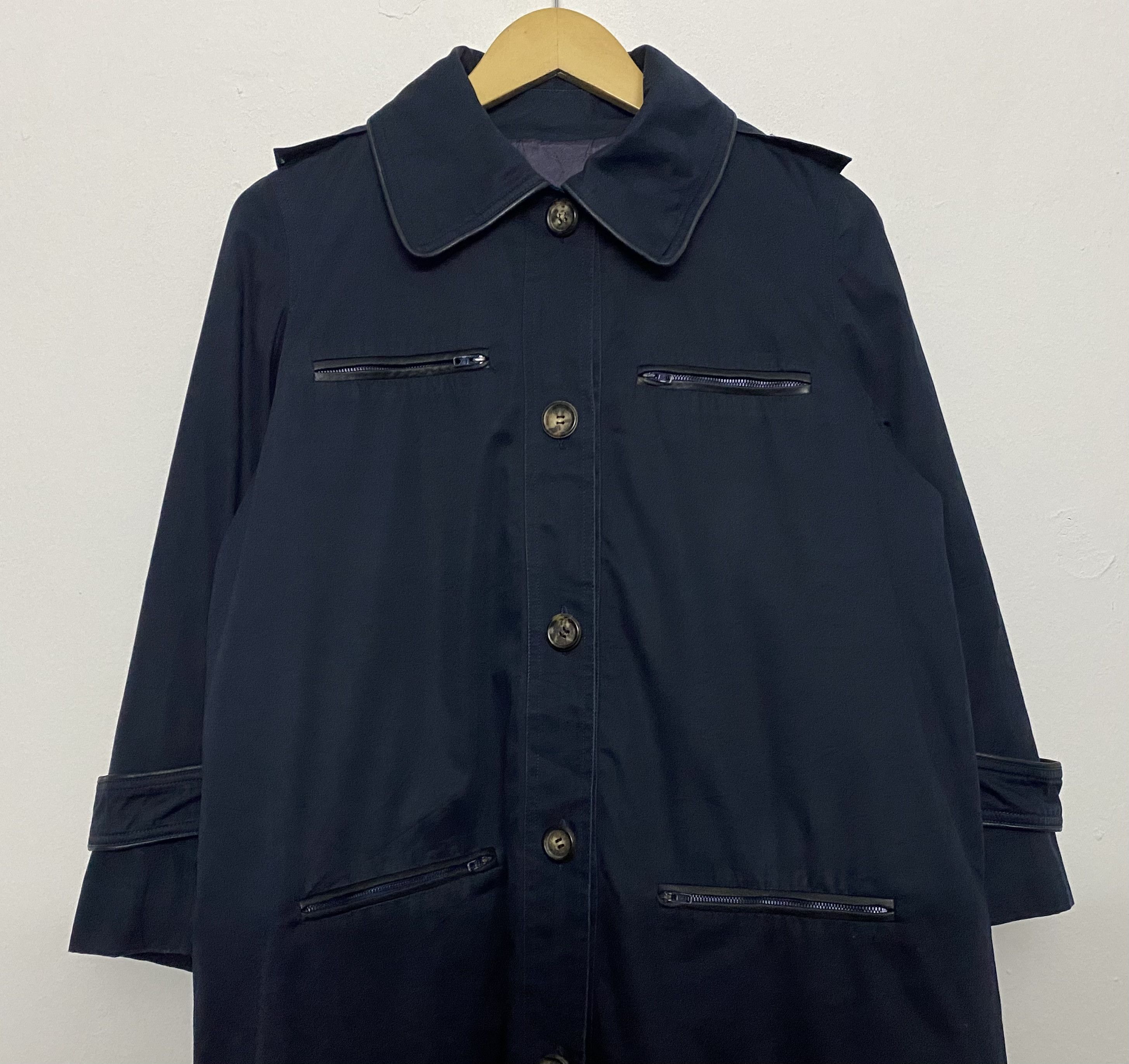 Celine Vintage Celine Trench Coat Dark Navy Long Button Up Jacket Size M / US 6-8 / IT 42-44 - 5 Thumbnail