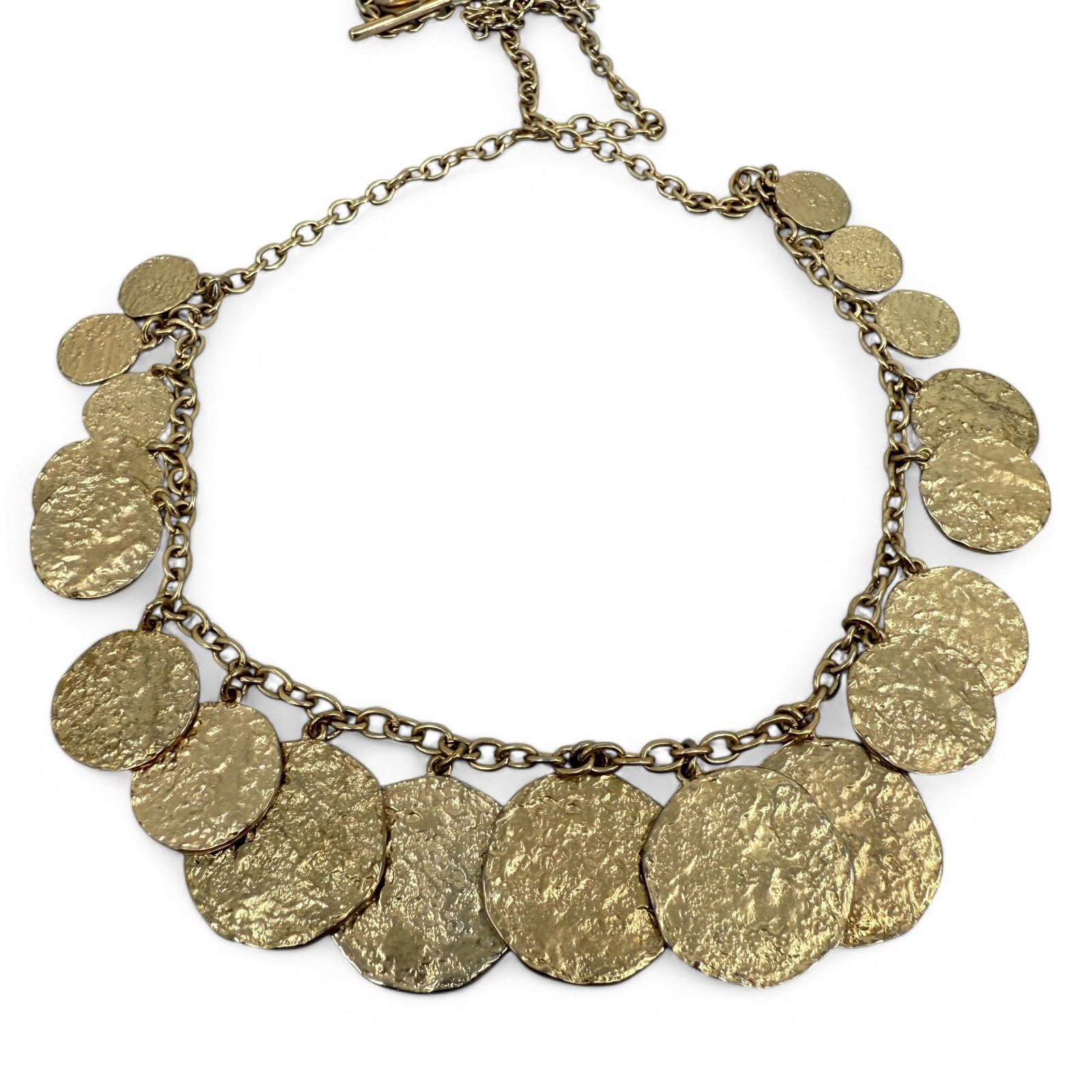 Banana Republic Banana Republic Long Chain Necklace Gold Tone Textured Coin Size ONE SIZE - 6 Thumbnail