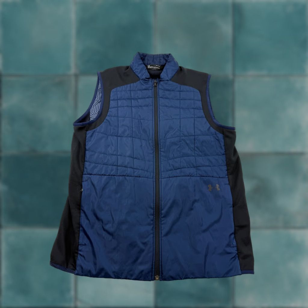 Under Armour Under Armour ColdGear Vest Mens Large Blue Colorblock Full Zip Insulated Sleeveless Track Jacket Vest with Pockets Size US L / EU 52-54 / 3 - 1 Thumbnail