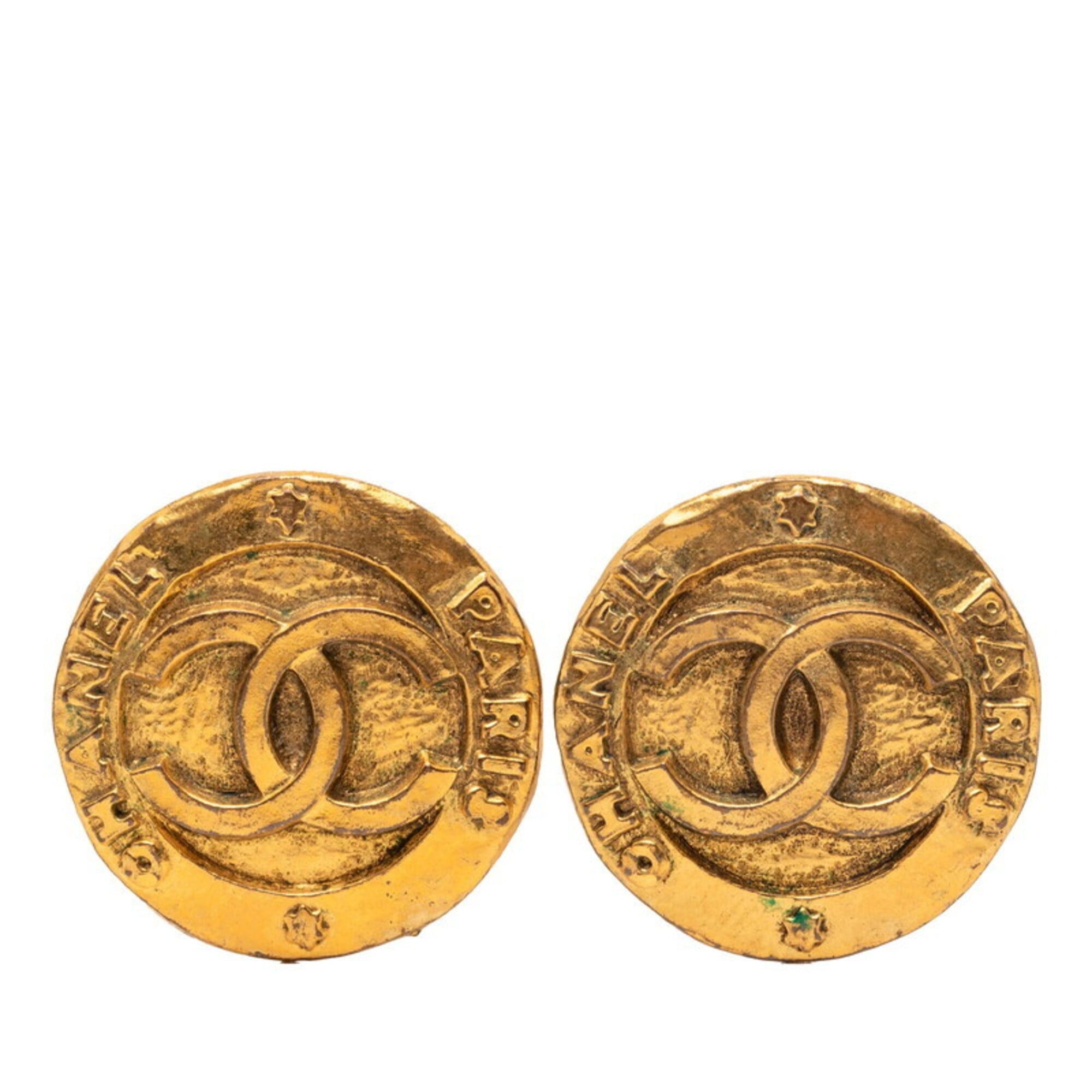 Chanel Chanel Vintage Coco Mark Circle Earrings, Gold Plated, Women's CHANEL Size ONE SIZE - 1 Thumbnail