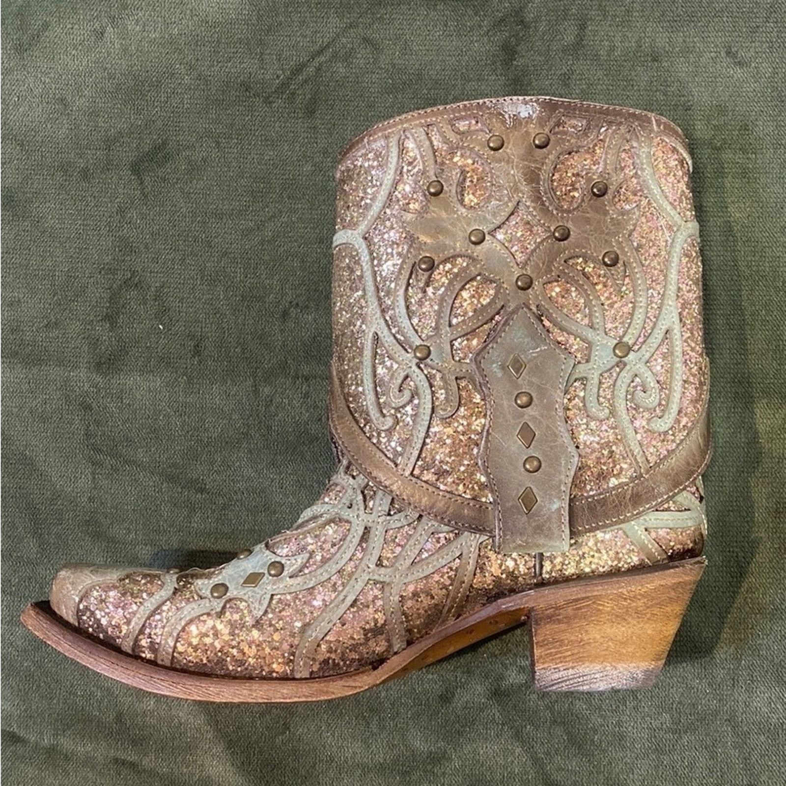 Corral NEW Corral handcrafted leather/sparkles-2 in 1 cowboy boots Size US 6 / IT 36 - 12 Thumbnail