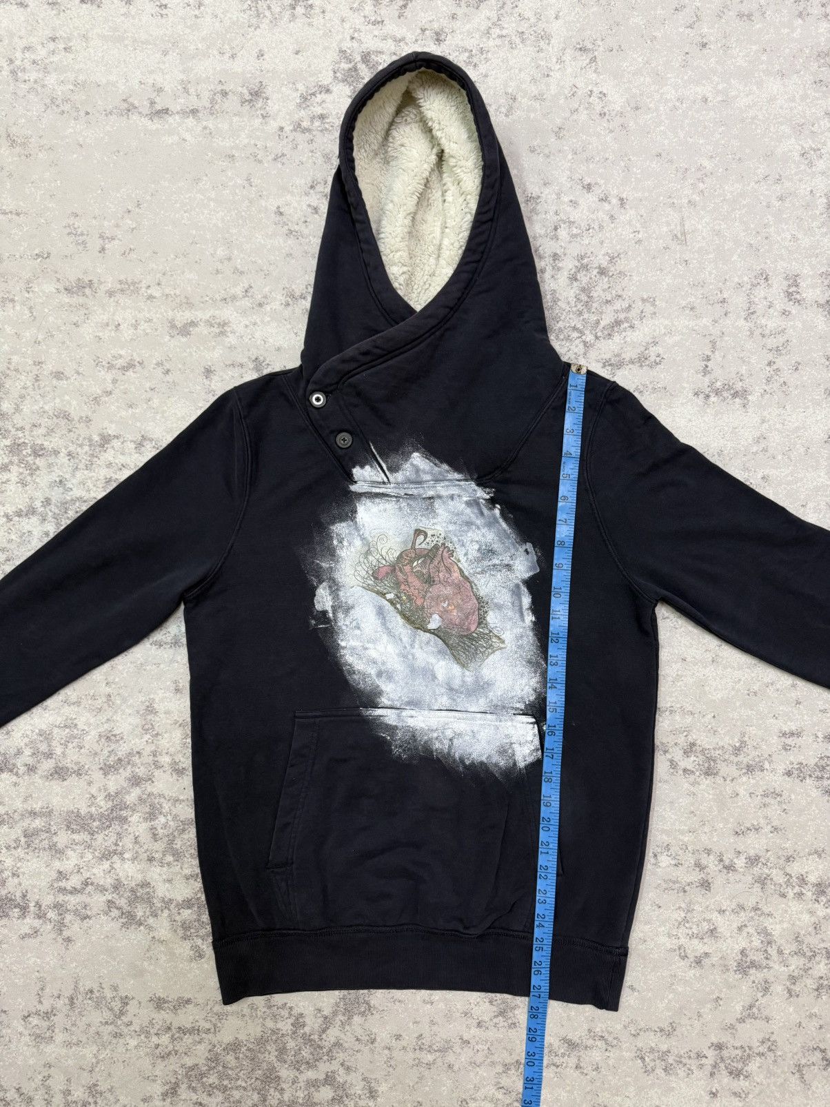 Divided Divided sherpa lined button up cowl neck graphic print hodie Size US M / EU 48-50 / 2 - 18 Thumbnail