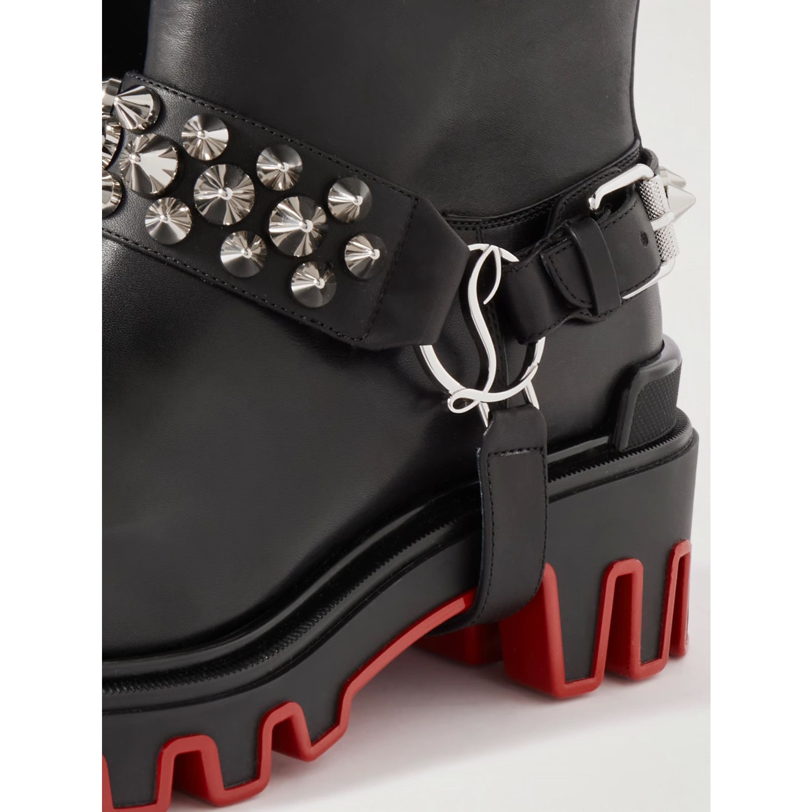Christian Louboutin Christian Louboutin Dune Bike Flat Spike Black Leather Size US 8 / IT 38 - 15 Thumbnail