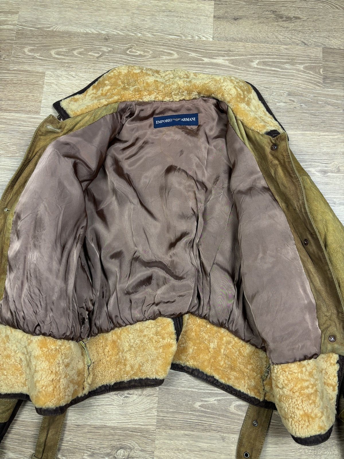 Emporio Armani 90s Emporio Armani Shearling Collar Suede Aviator Jacket Size US S / EU 44-46 / 1 - 9 Thumbnail