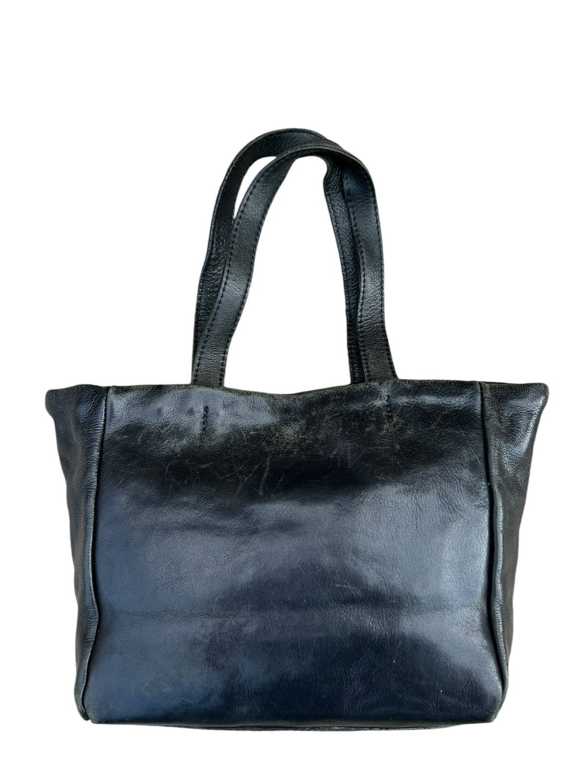 Issey Miyake × Leather × Zucca Vintage Zucca Japan Faded Patina Leather Mini Tote Bag Size ONE SIZE - 10 Thumbnail