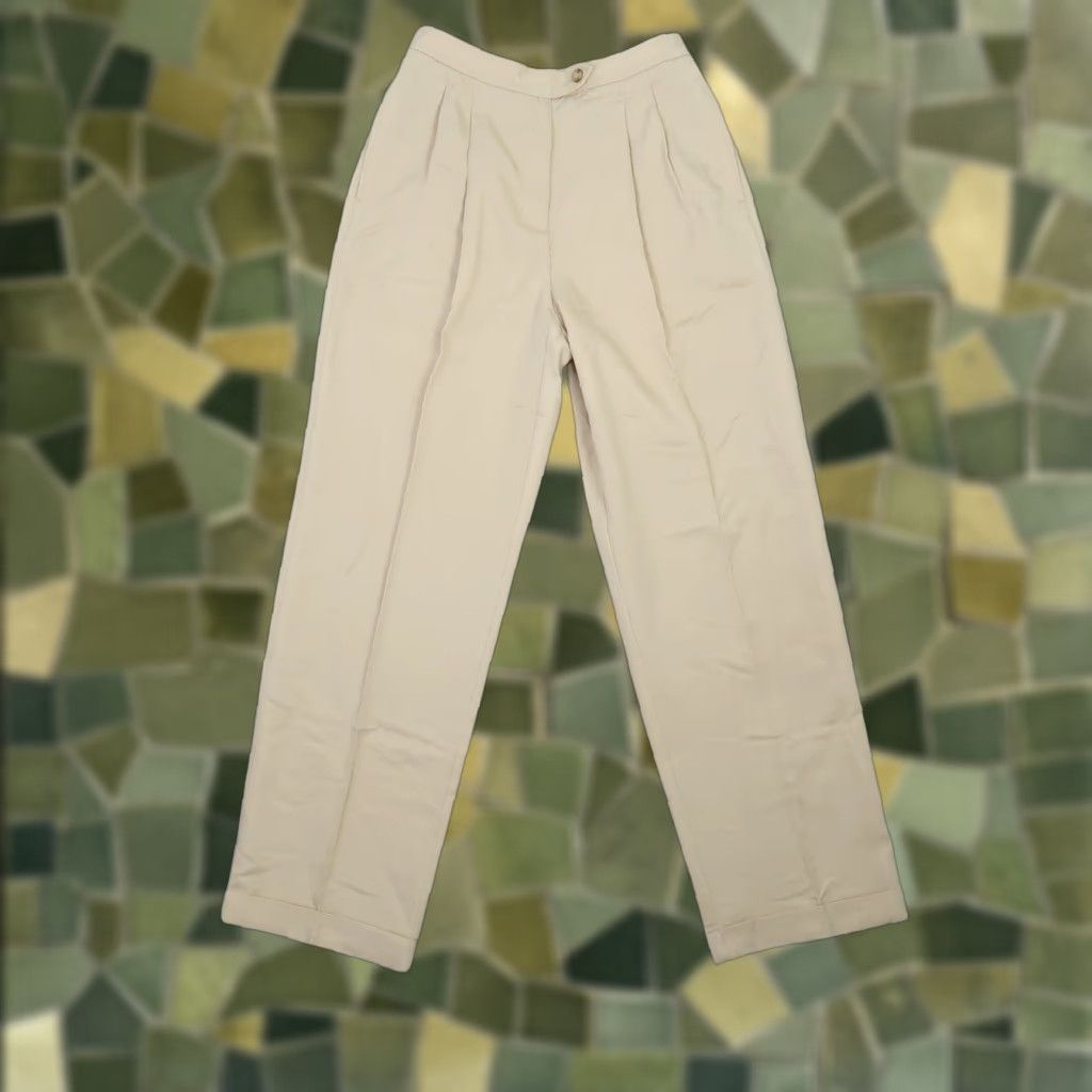 Liz Claiborne VINTAGE Liz Claiborne Pants 90s High Rise Straight Leg Khaki Tan 28" 10 Regular Women Dress Pants Size 32" / US 10 / IT 46 - 1 Thumbnail