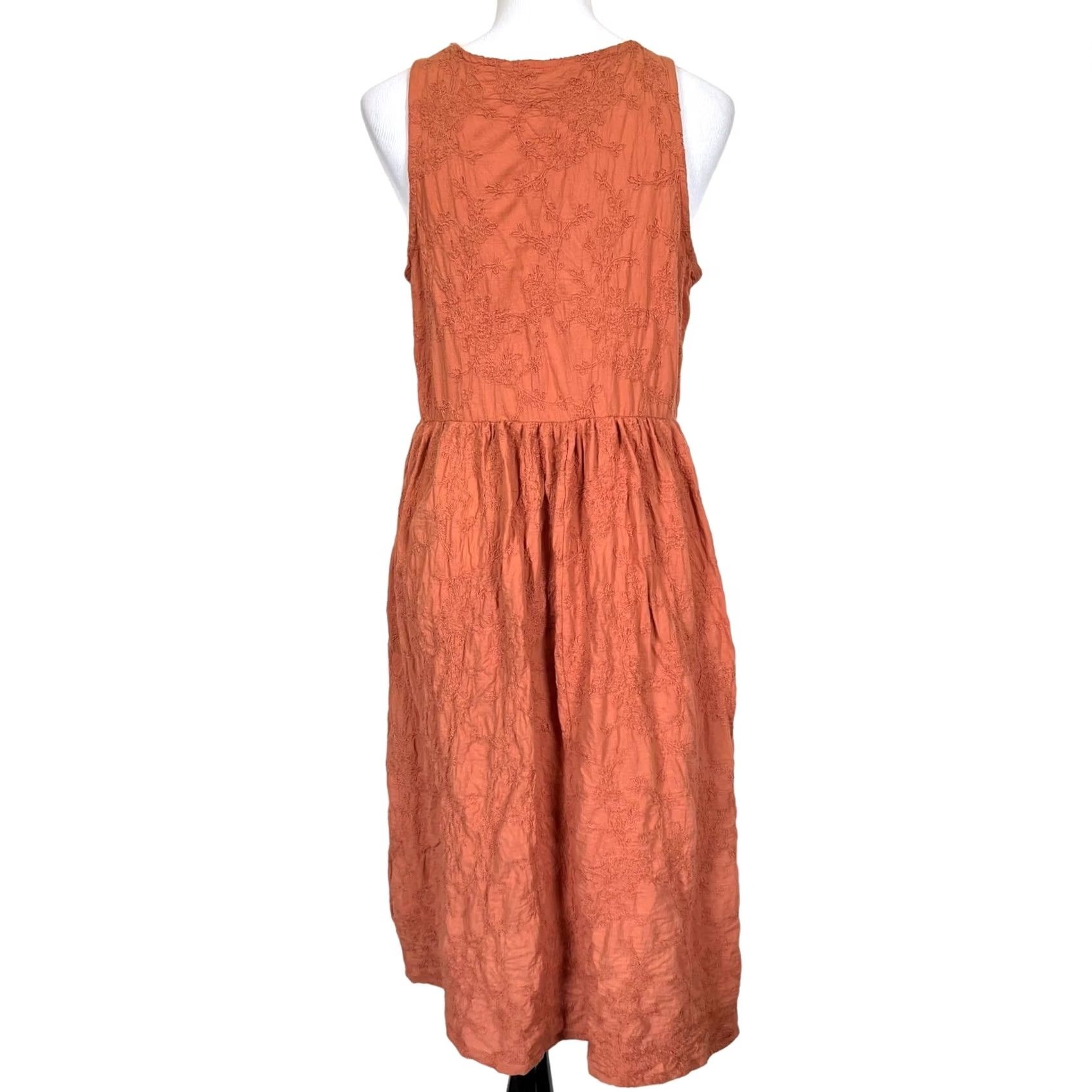 Vintage VINTAGE Cracker Barrel 100% Cotton Women’s Dress Orange Embroidered Sleeveless Midi Bohemian S Womens Size S / US 4 / IT 40 - 5 Thumbnail
