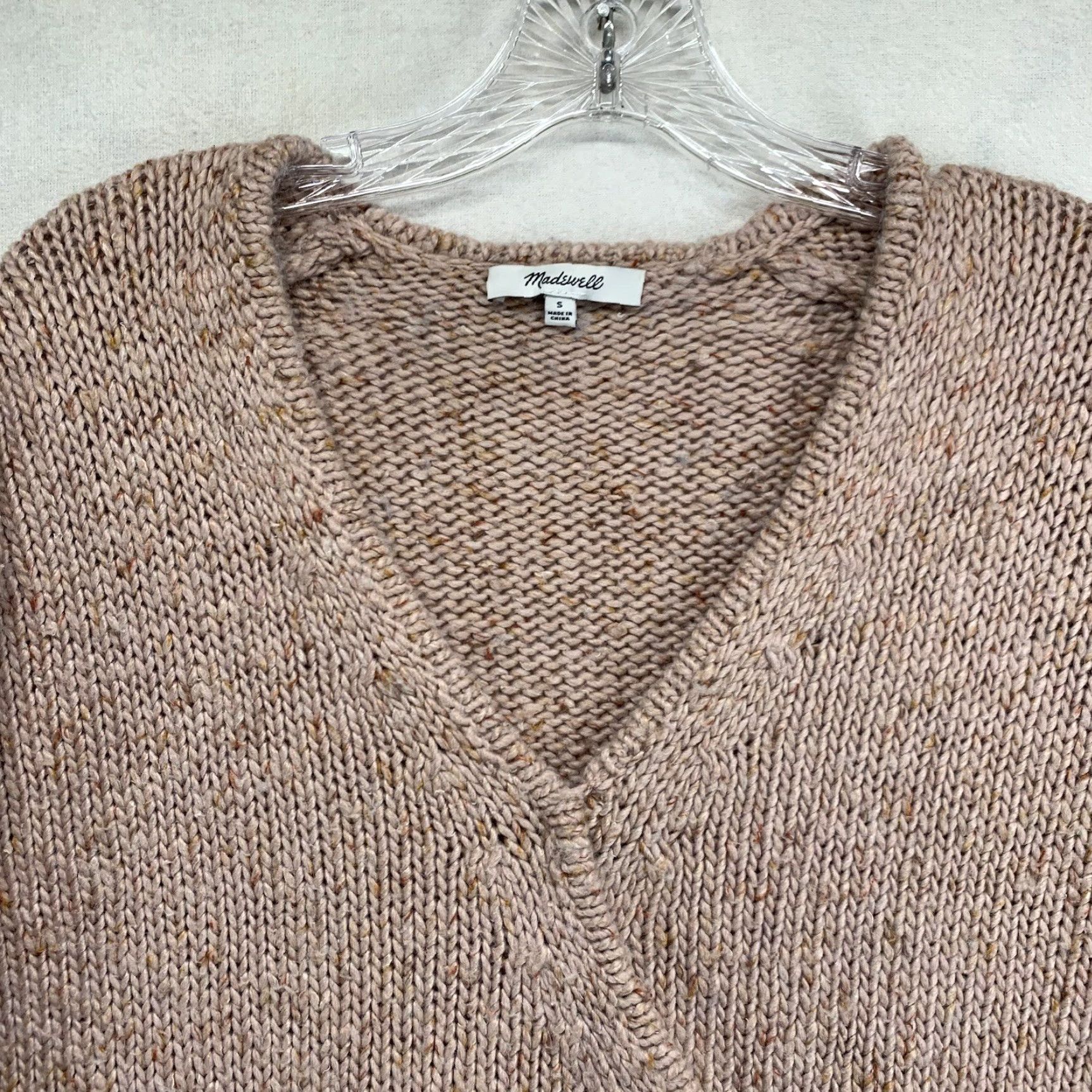 Madewell MADewell Light Pink Sweater Beresford Wrap Knit Wool Blend V-Neck Long Sleeve Women S Small Breathable Solid Size S / US 4 / IT 40 - 6 Thumbnail