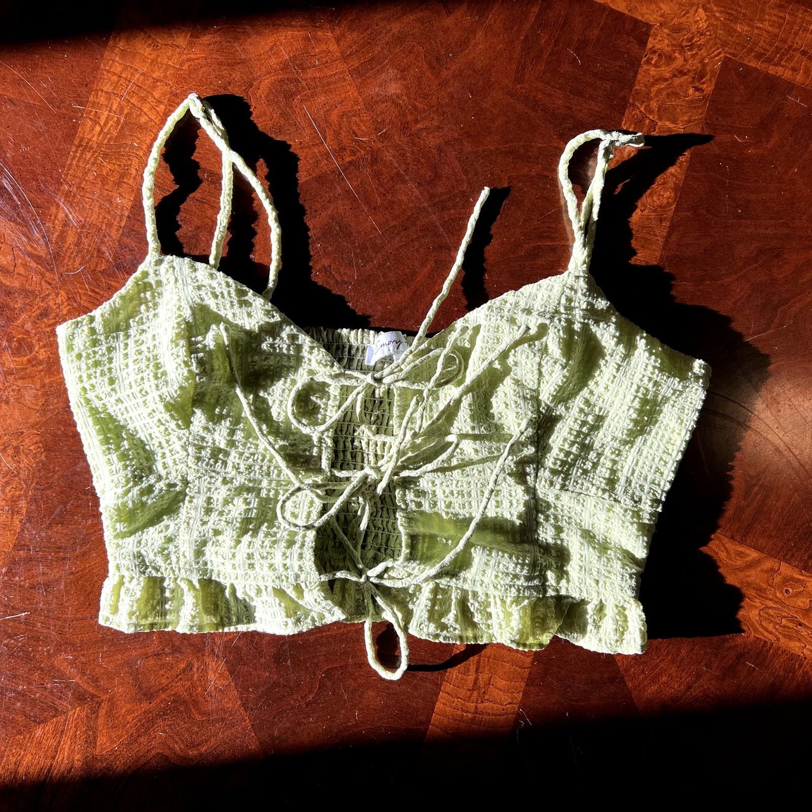 Urban Outfitters Light Green Ruffle Tank Top Size S / US 4 / IT 40 - 4 Thumbnail