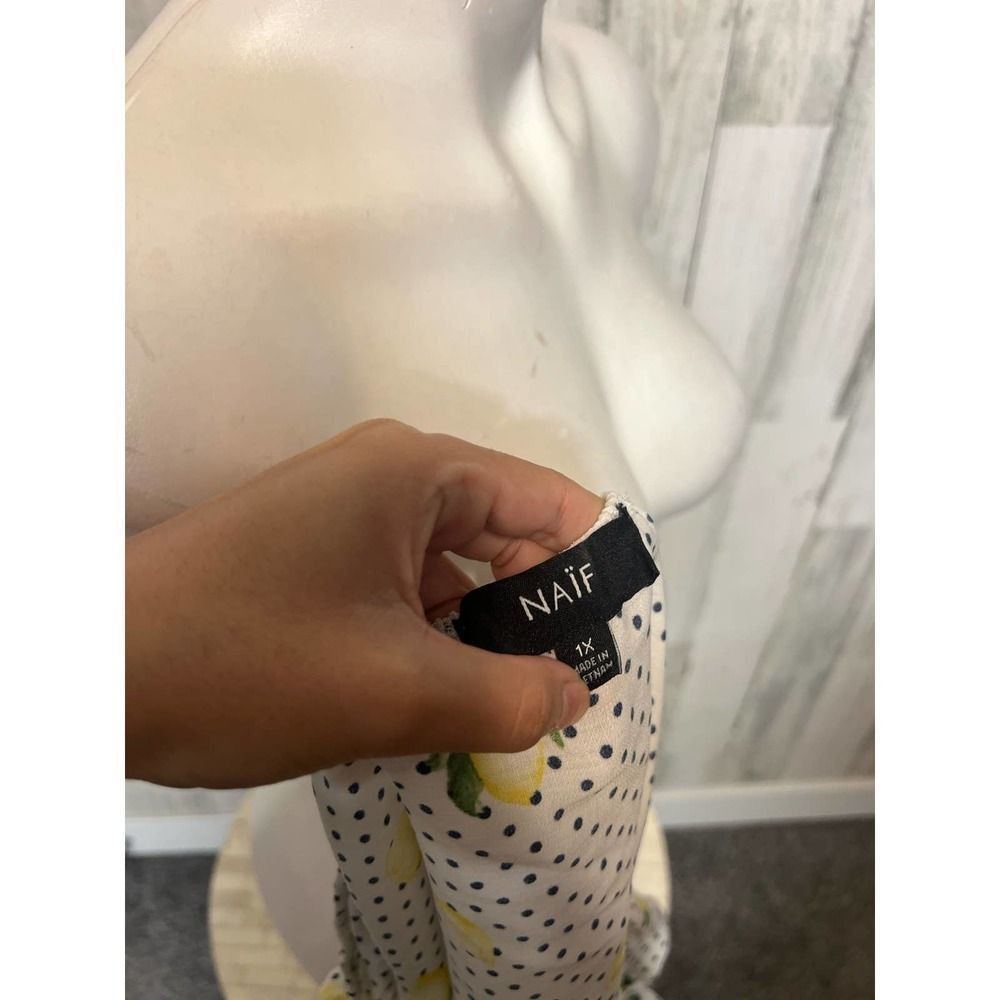 Other Naif Lemon Print Off Shoulder Blouse Women’s Size 1X Polka D Size XL / US 12-14 / IT 48-50 - 4 Thumbnail