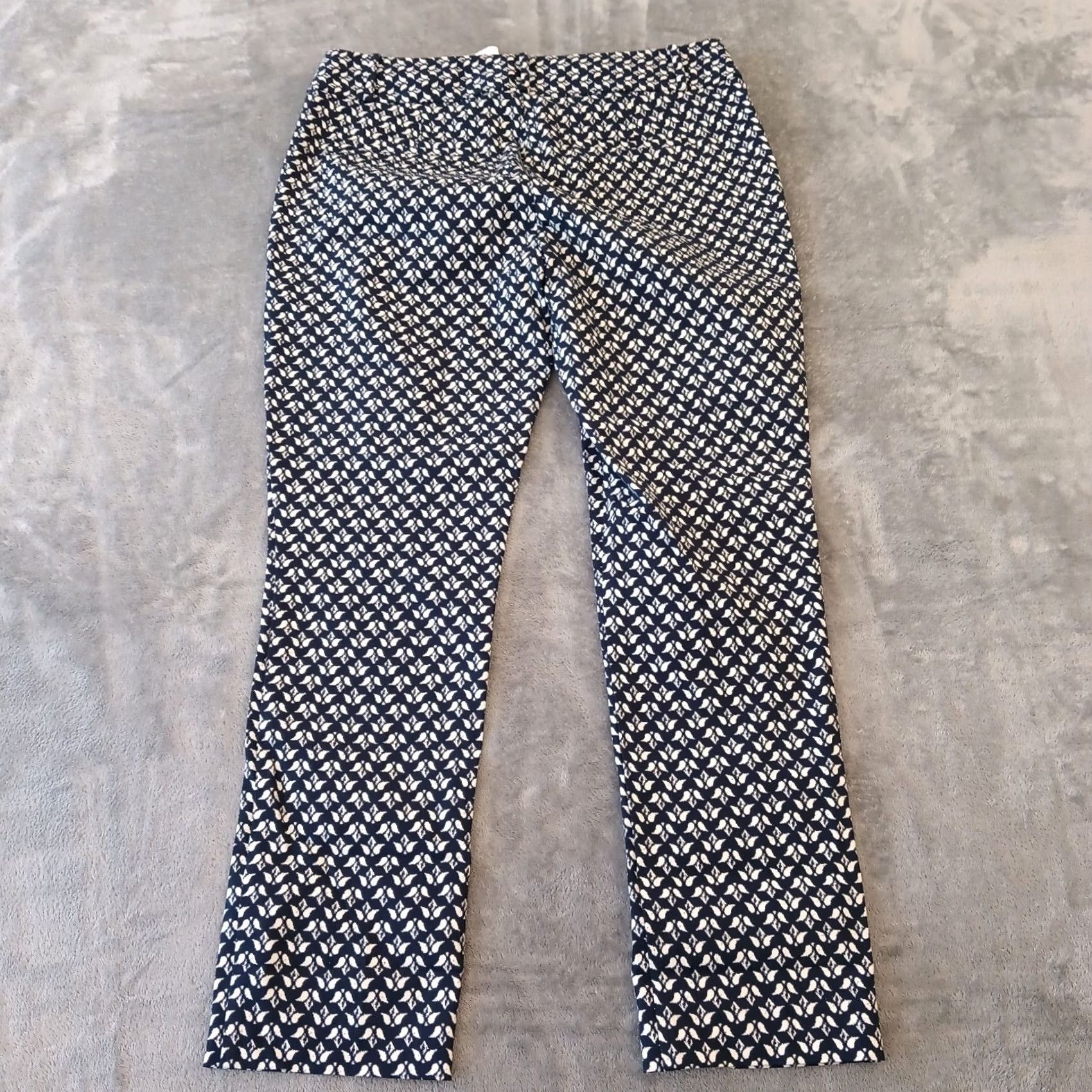 Ann Taylor Ann Taylor Loft Marisa Pants Womens Size 10 Blue Geometric Skinny Ankle Size 32" / US 10 / IT 46 - 2 Thumbnail