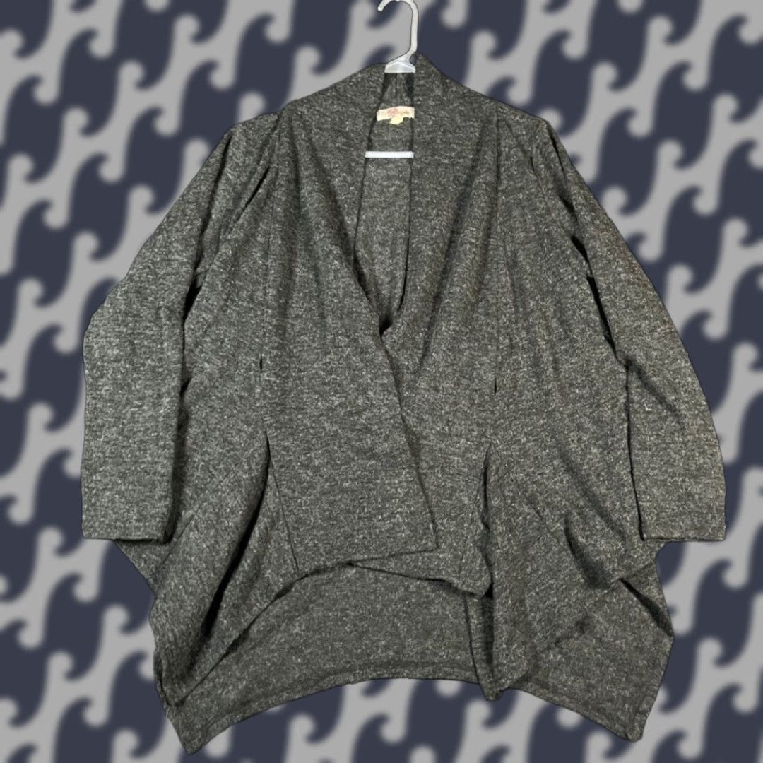 Anthropologie VINTAGE Anthropologie Aryeh Women's Gray Knit Open Cardigan Sweater Large Asymmetrical Size L / US 10 / IT 46 - 1 Thumbnail