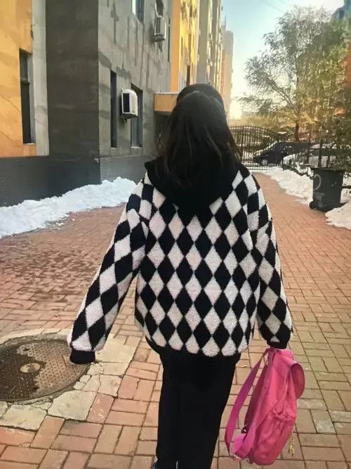 Other Warm Retro Checkerboard Lamb Wool Coat Size S / US 4 / IT 40 - 4 Thumbnail